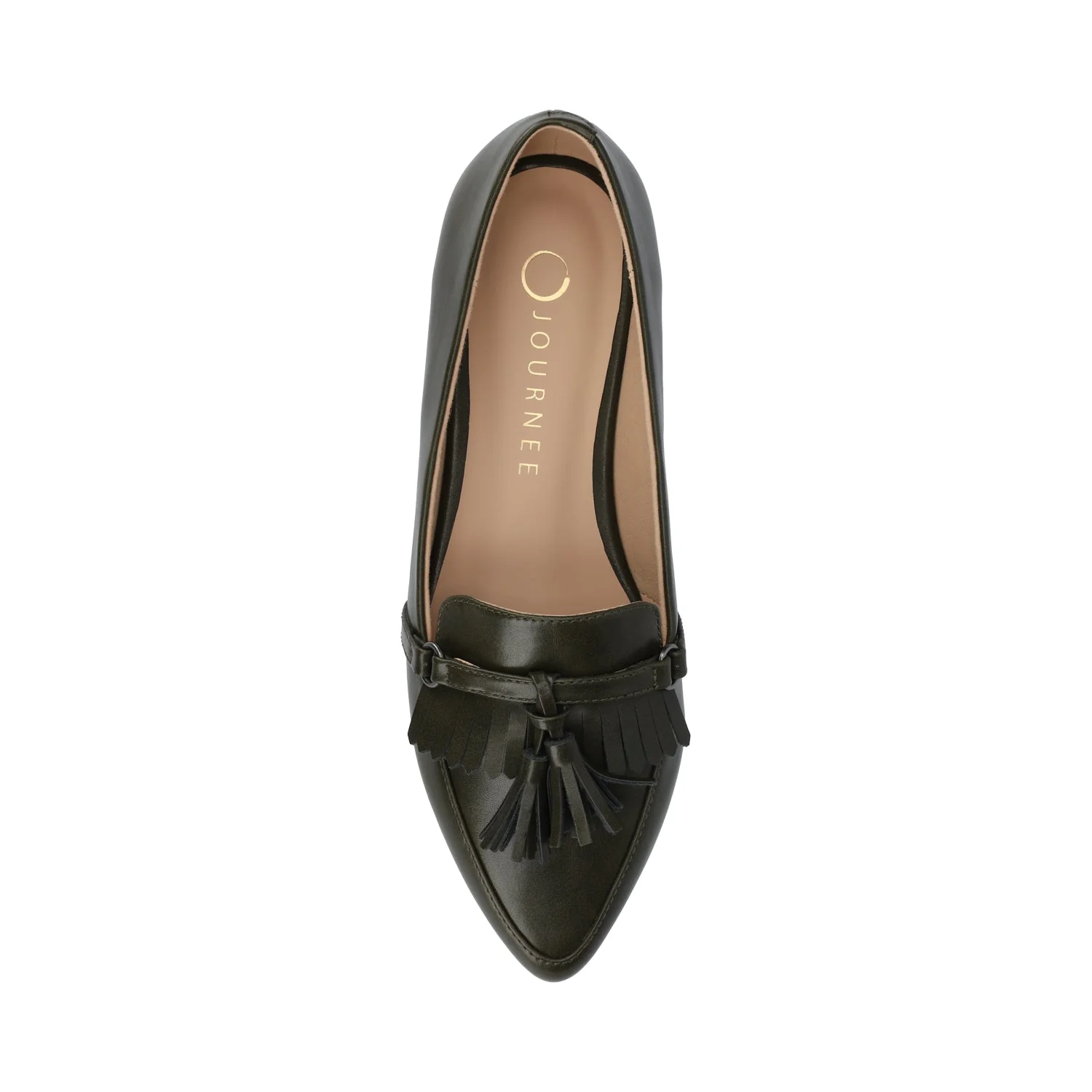 JANNAH TASSEL LOAFER FLATS IN WIDE - Olive - Image 4