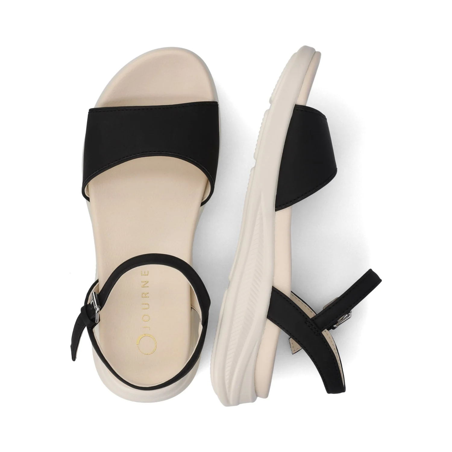 JAYLEE BUCKLE SANDALS IN VEGAN LEATHER - Black PU - Image 3