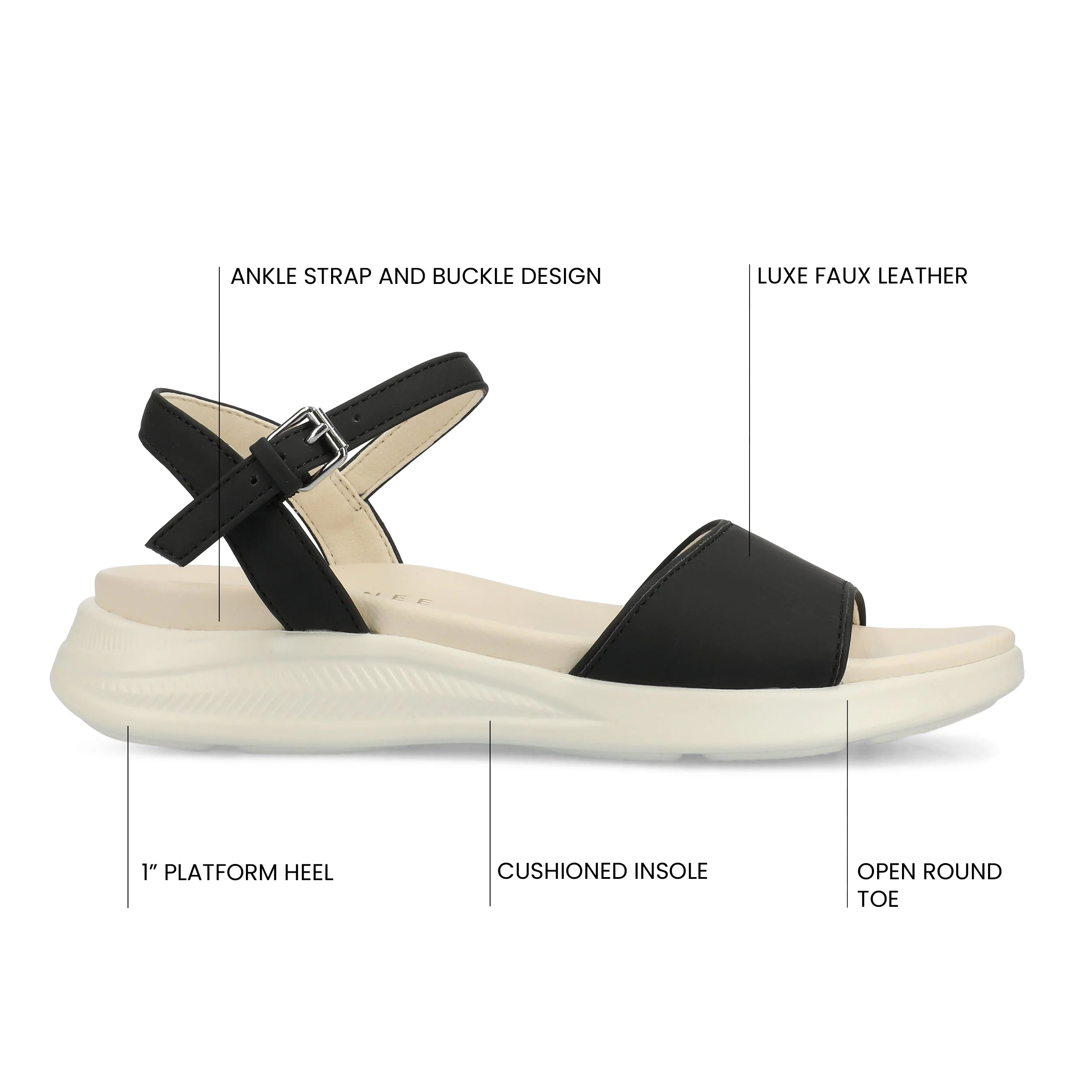 JAYLEE BUCKLE SANDALS IN VEGAN LEATHER - Black PU - Image 6