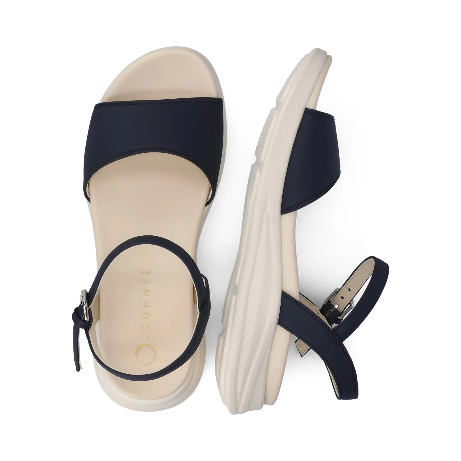 JAYLEE BUCKLE SANDALS IN VEGAN LEATHER - Navy PU - Image 3