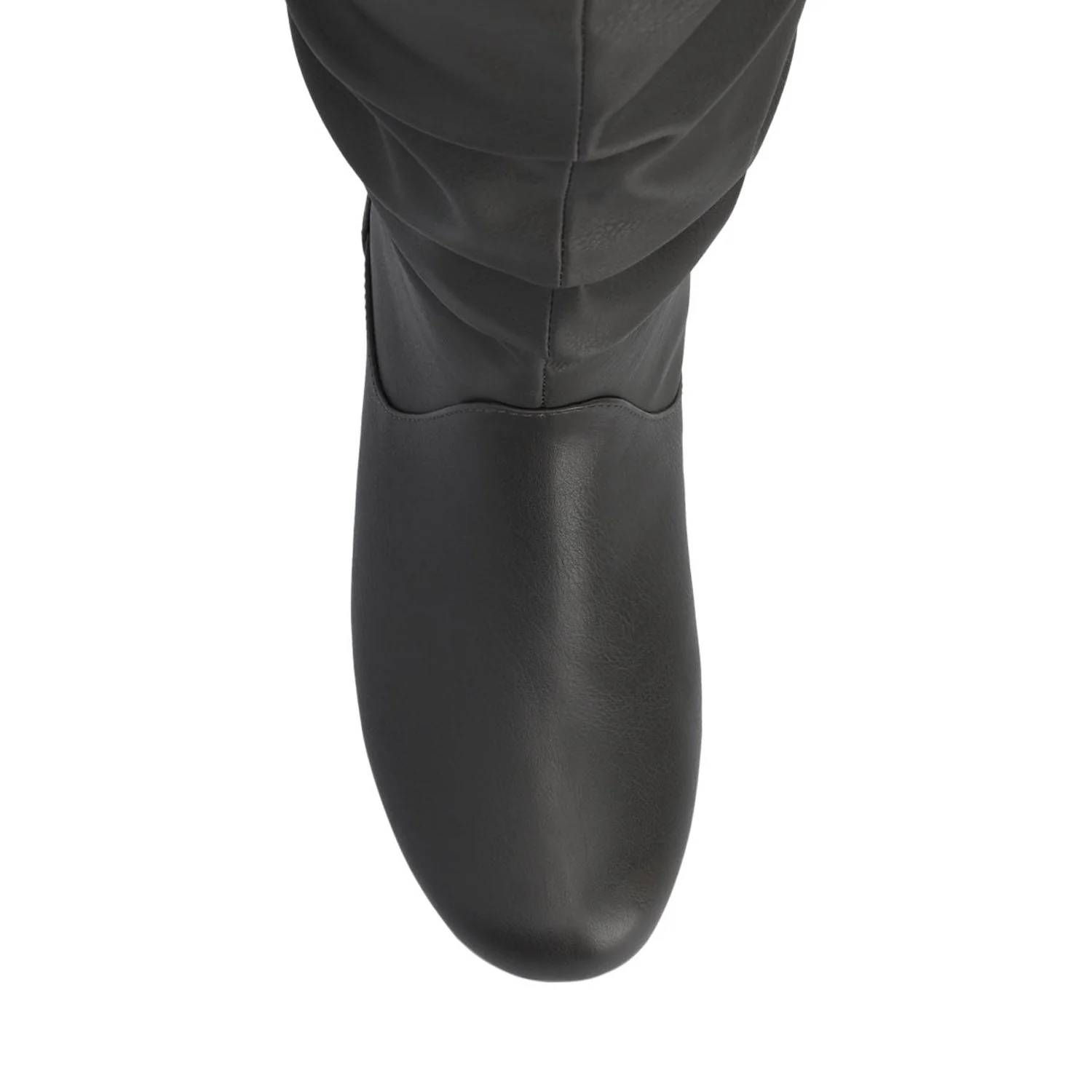 JAYNE KNEE HIGH BOOTS IN VEGAN LEATHER - Grey Faux Suede - Image 4