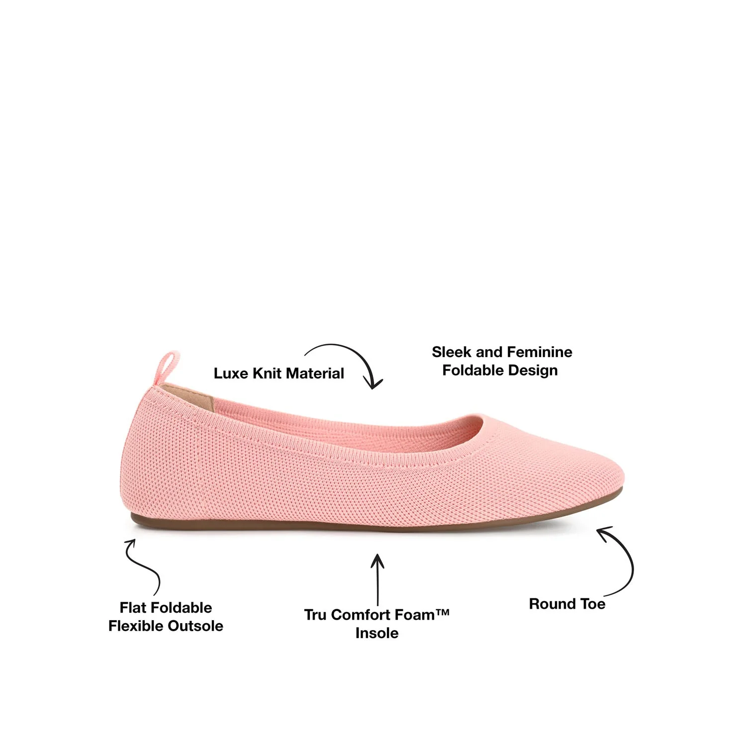 JERSIE KNIT BALLET FLATS IN WIDE - Pink - Image 9