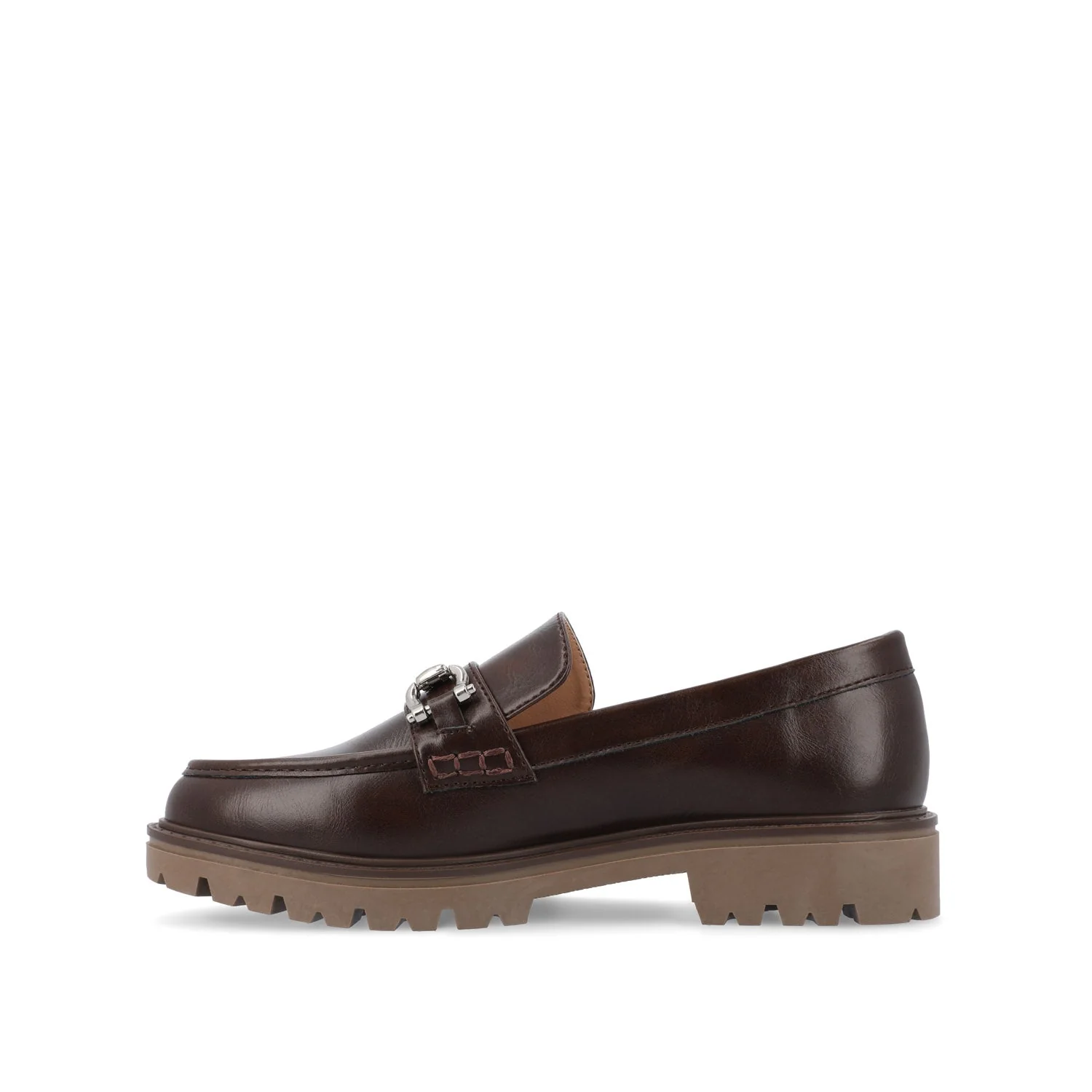 JESSAMEY HORSE BIT LOAFER FLATS - Brown Vegan Leather - Image 3