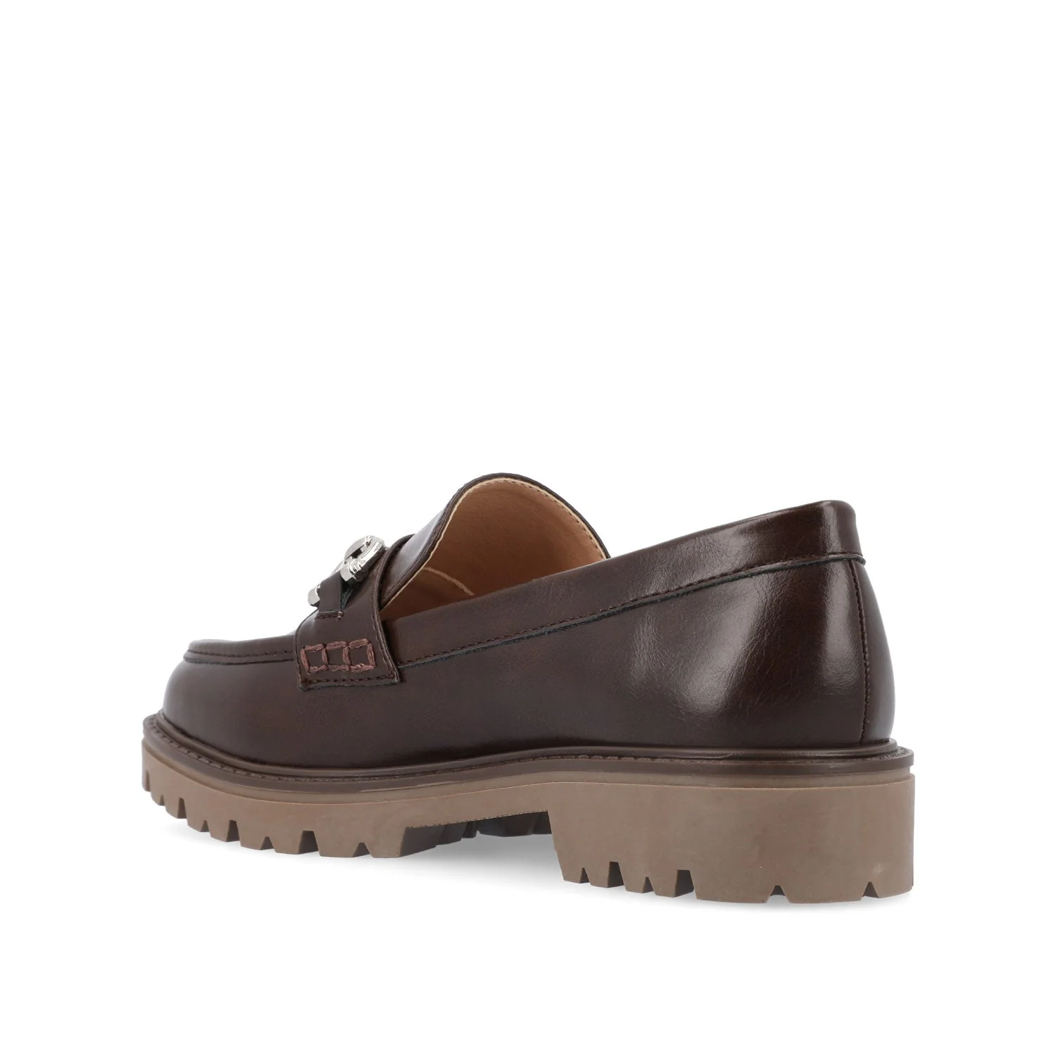 JESSAMEY HORSE BIT LOAFER FLATS - Brown Vegan Leather - Image 4