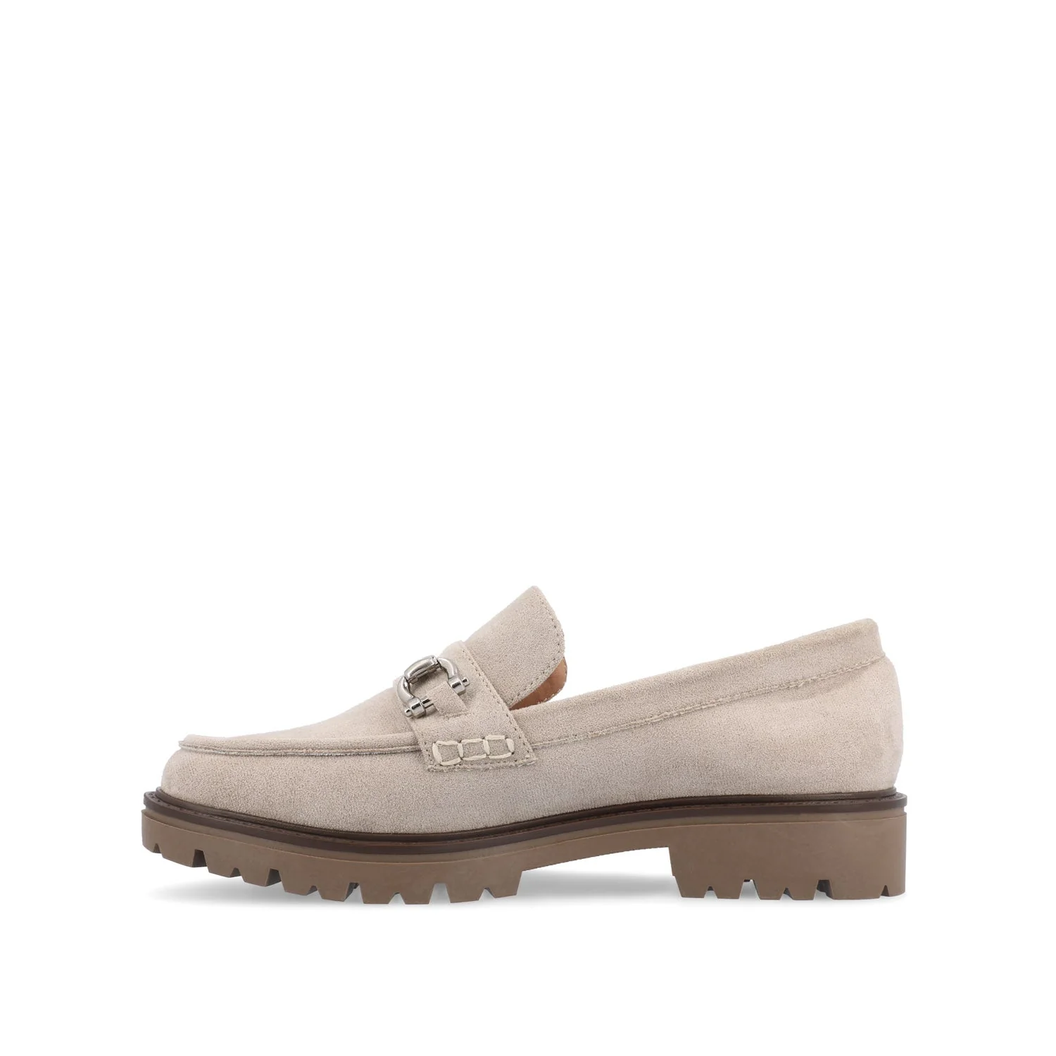JESSAMEY HORSE BIT LOAFER FLATS - Grey Faux Suede - Image 3