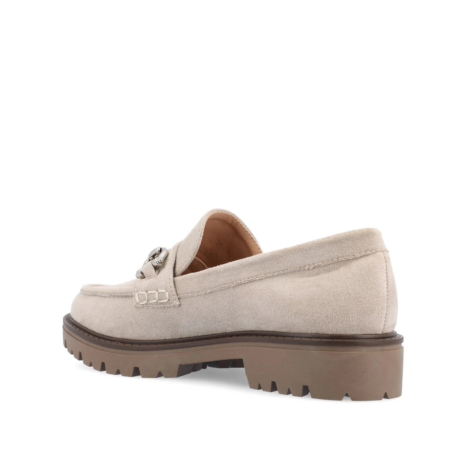 JESSAMEY HORSE BIT LOAFER FLATS - Grey Faux Suede - Image 4