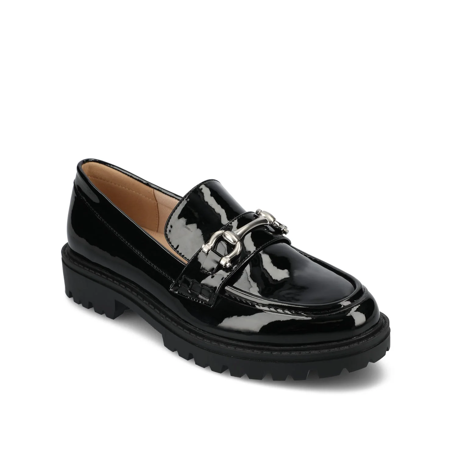 JESSAMEY HORSE BIT LOAFER FLATS IN WIDE - Black Patent Leather - Image 2