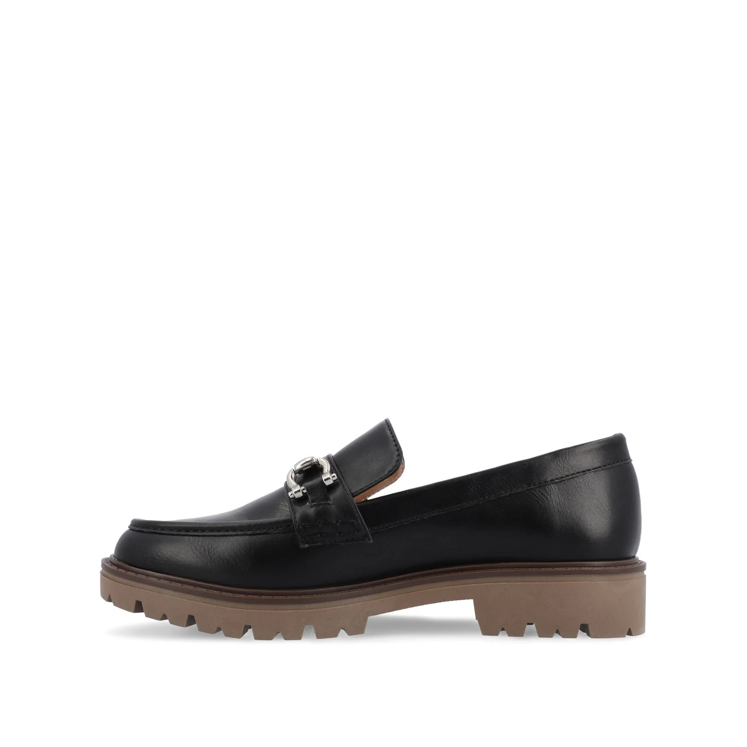 JESSAMEY HORSE BIT LOAFER FLATS IN WIDE - Black Vegan Leather - Image 3