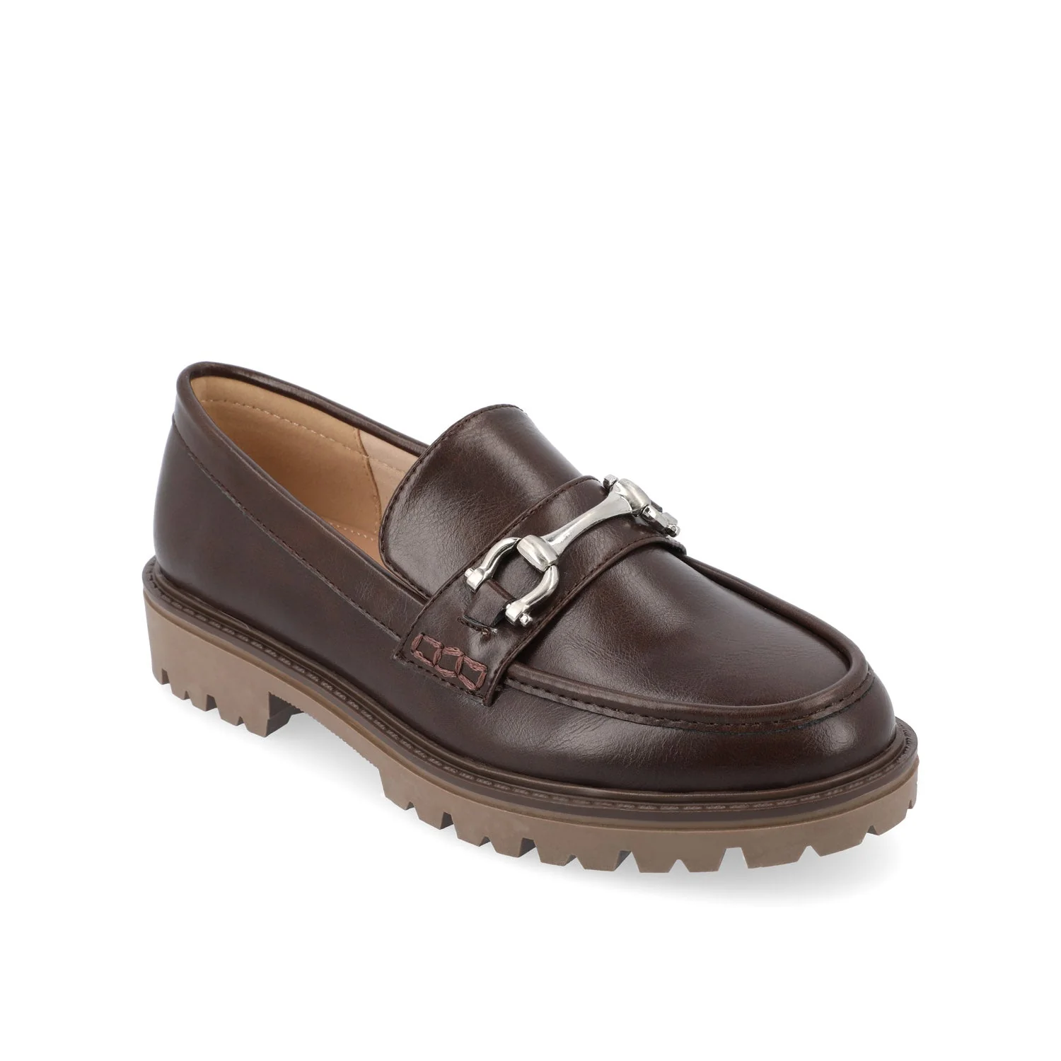 JESSAMEY HORSE BIT LOAFER FLATS IN WIDE - Brown Vegan Leather - Image 2
