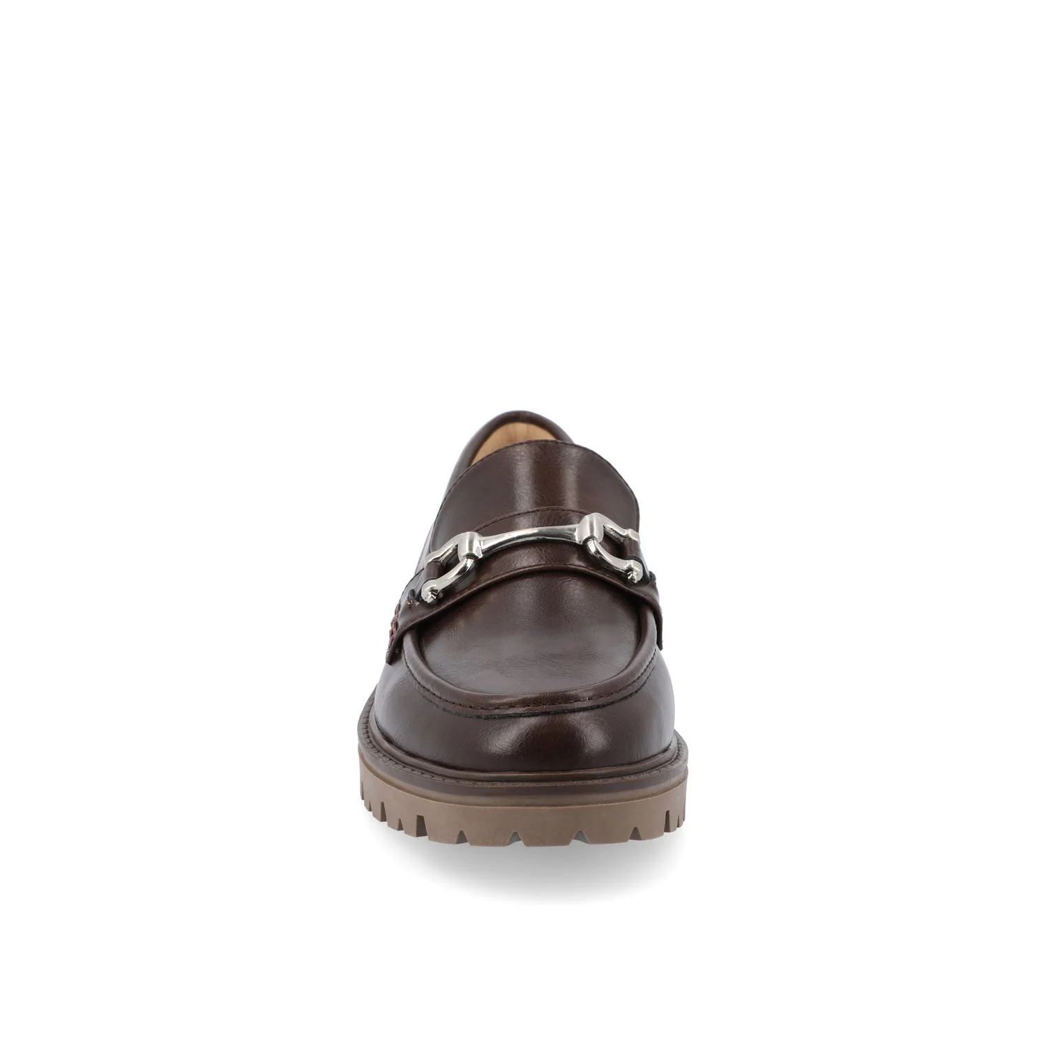 JESSAMEY HORSE BIT LOAFER FLATS IN WIDE - Brown Vegan Leather - Image 5