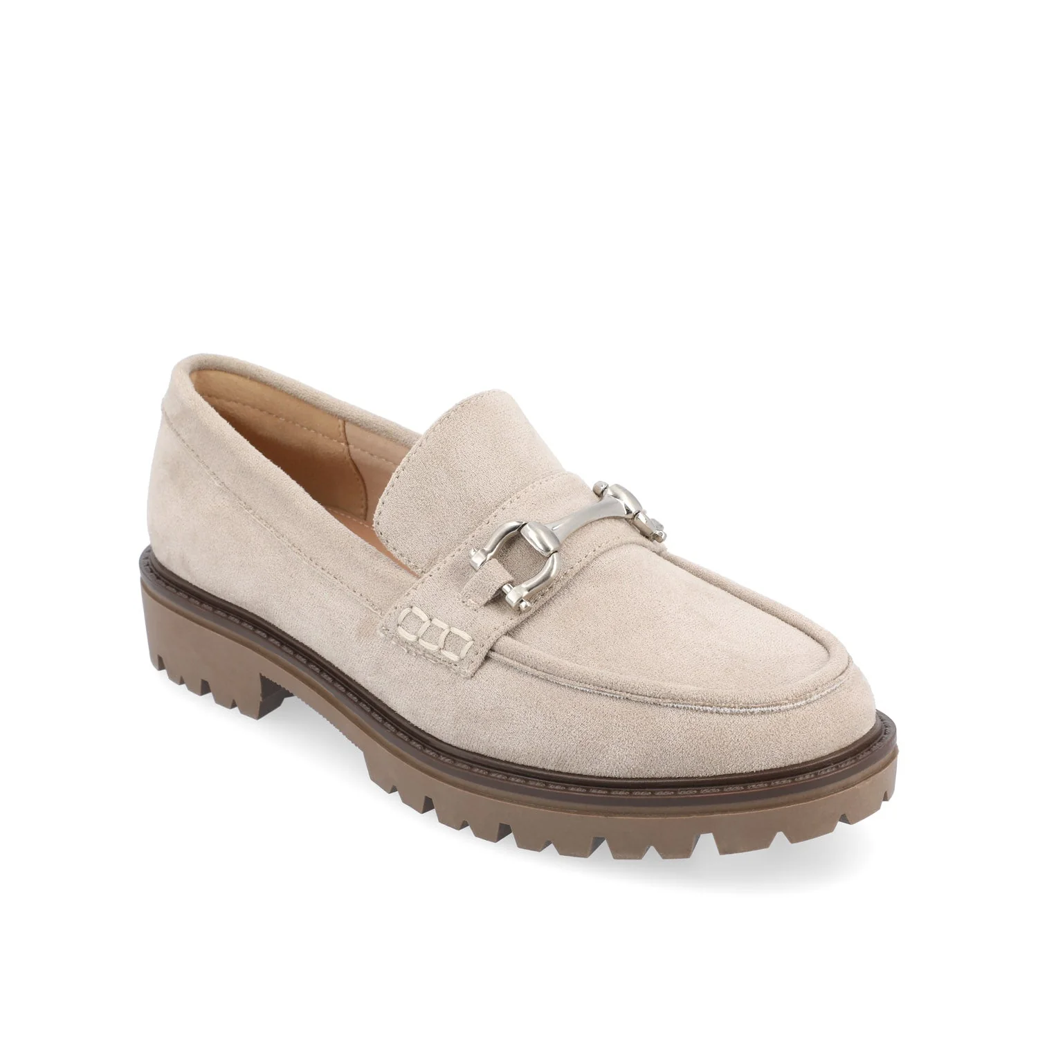 JESSAMEY HORSE BIT LOAFER FLATS IN WIDE - Grey Faux Suede - Image 2