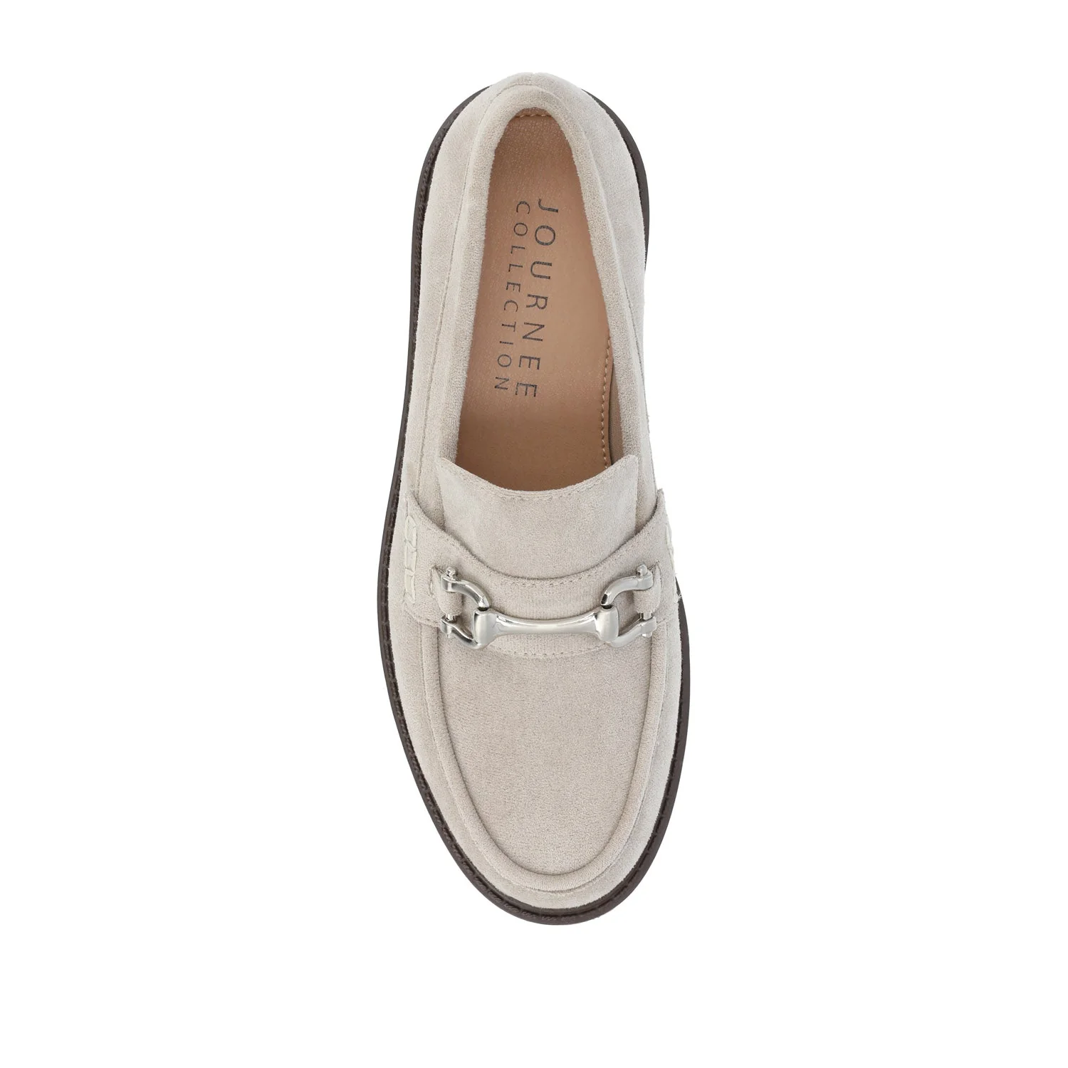 JESSAMEY HORSE BIT LOAFER FLATS IN WIDE - Grey Faux Suede - Image 6