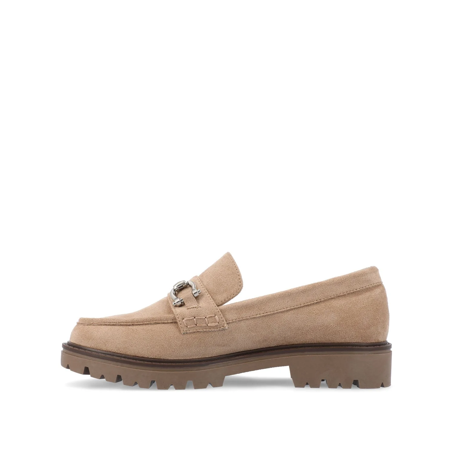 JESSAMEY HORSE BIT LOAFER FLATS IN WIDE - Taupe Suede - Image 3
