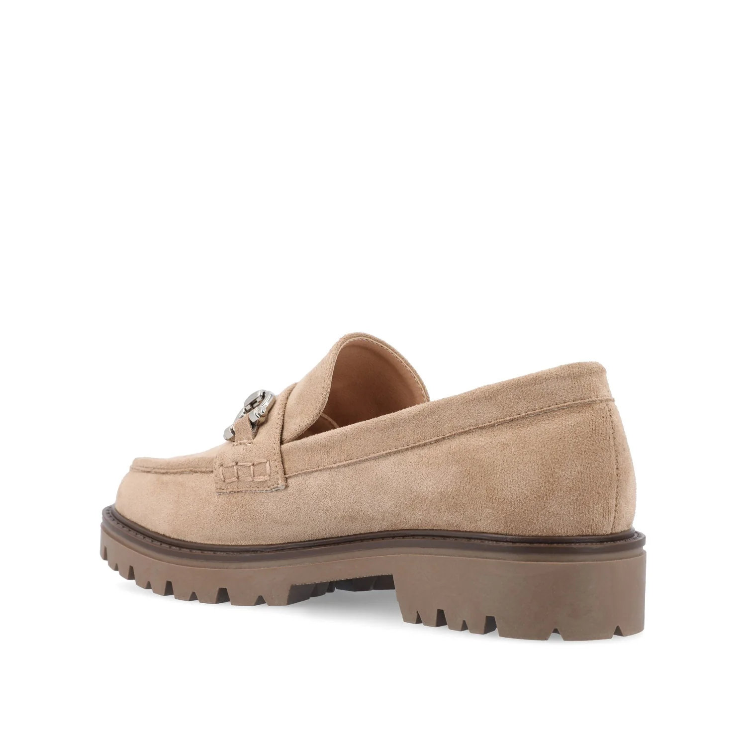 JESSAMEY HORSE BIT LOAFER FLATS IN WIDE - Taupe Suede - Image 4
