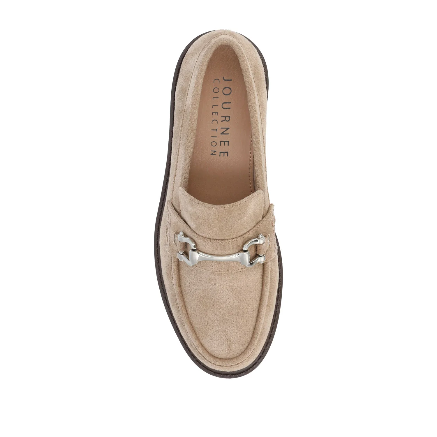 JESSAMEY HORSE BIT LOAFER FLATS IN WIDE - Taupe Suede - Image 6