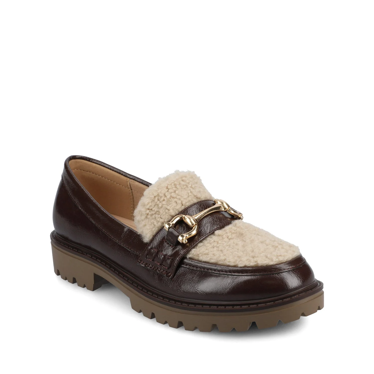 JESSAMEY LOAFER FLAT - Crinkle Brown Sherpa - Image 2