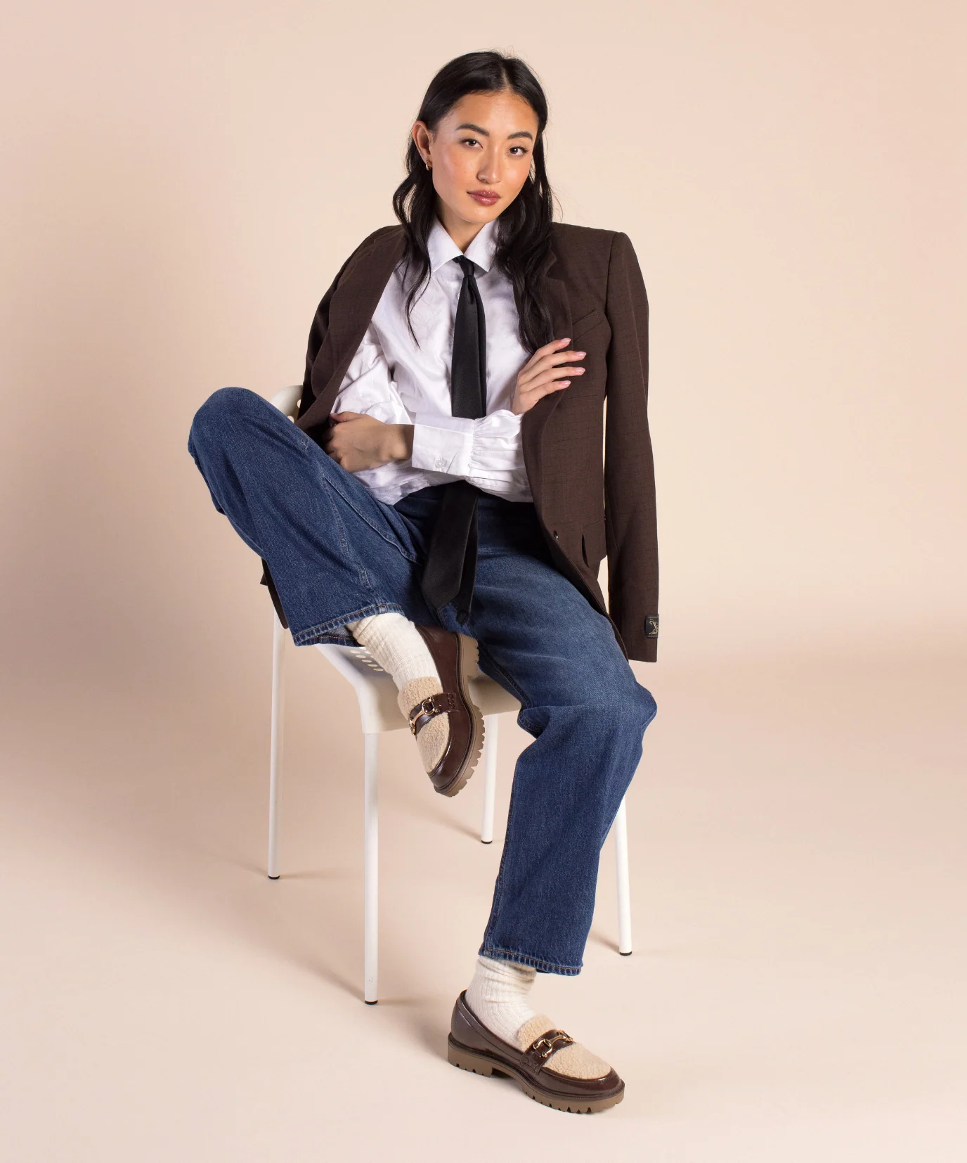 JESSAMEY LOAFER FLAT IN WIDE - Crinkle Brown - Image 2