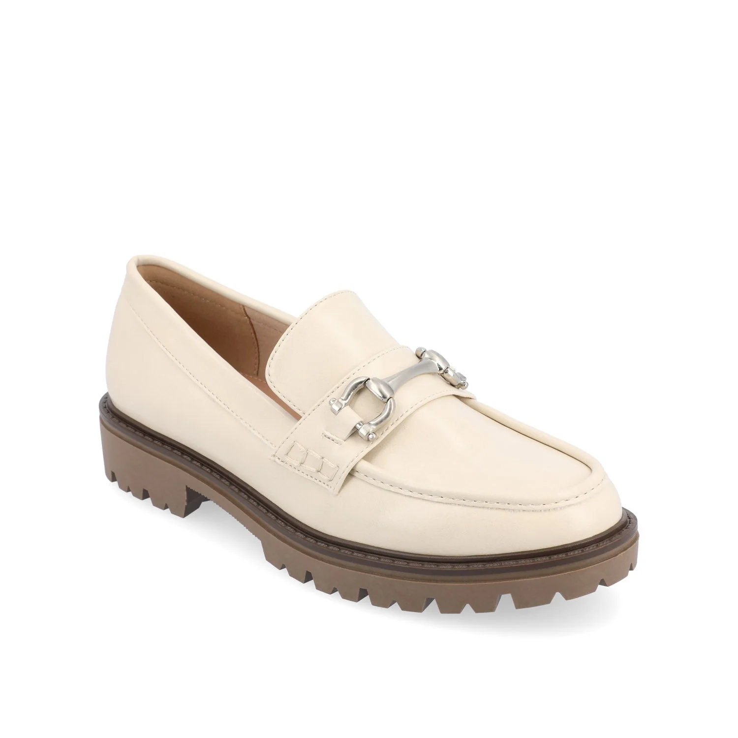 JESSAMEY HORSE BIT LOAFER FLATS - Off White Vegan Leather - Image 3