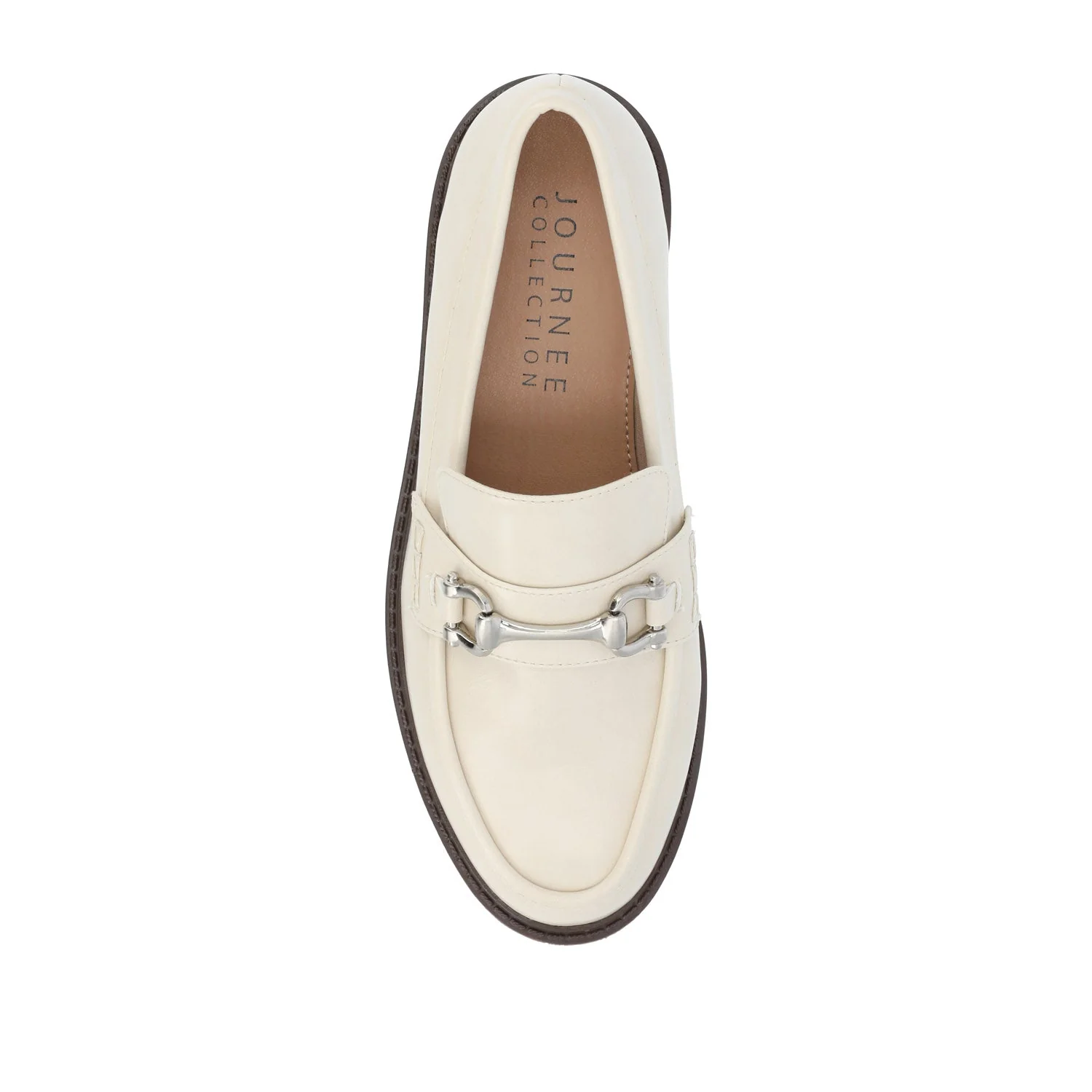 JESSAMEY HORSE BIT LOAFER FLATS - Off White Vegan Leather - Image 4