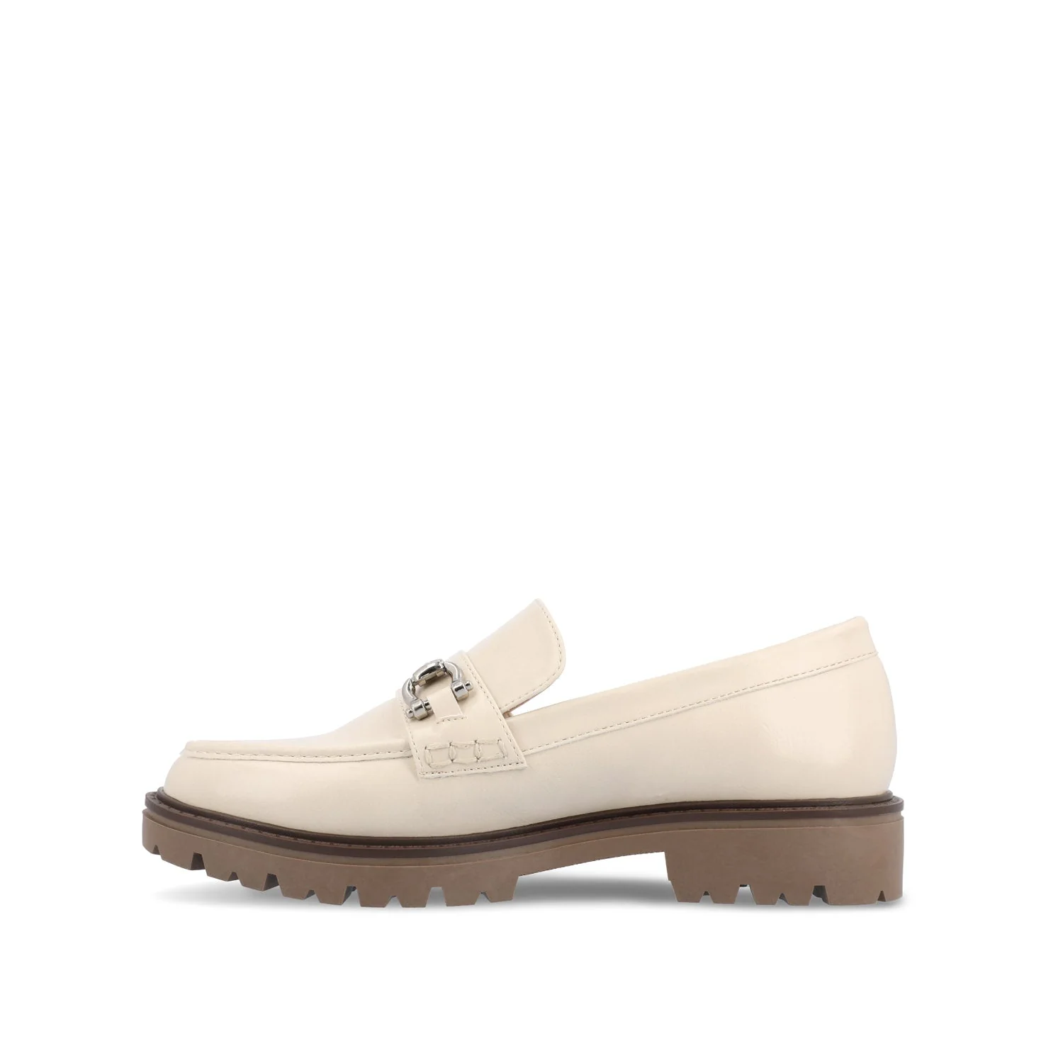 JESSAMEY HORSE BIT LOAFER FLATS - Off White Vegan Leather - Image 5
