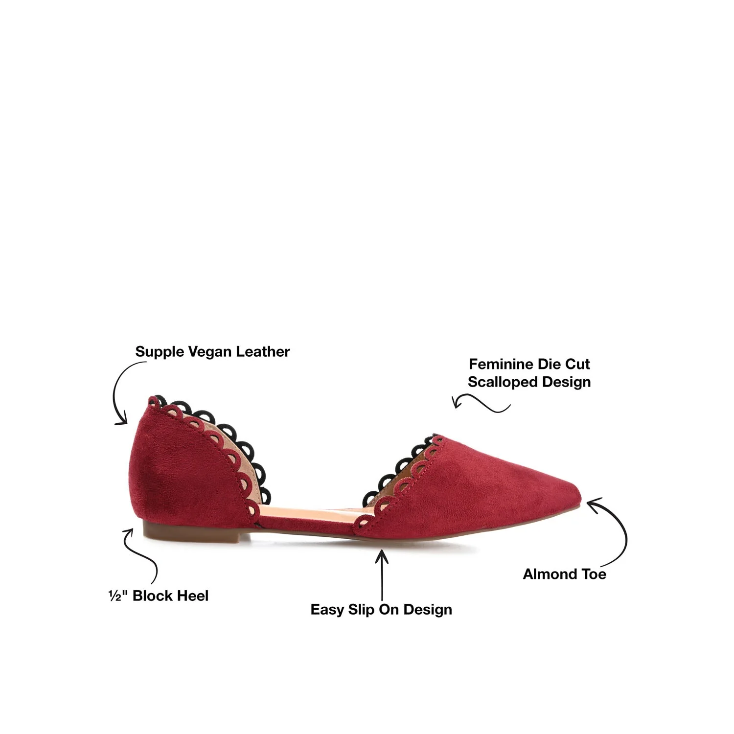 JEZLIN D'ORSAY FLATS IN FAUX SUEDE - Wine - Image 10