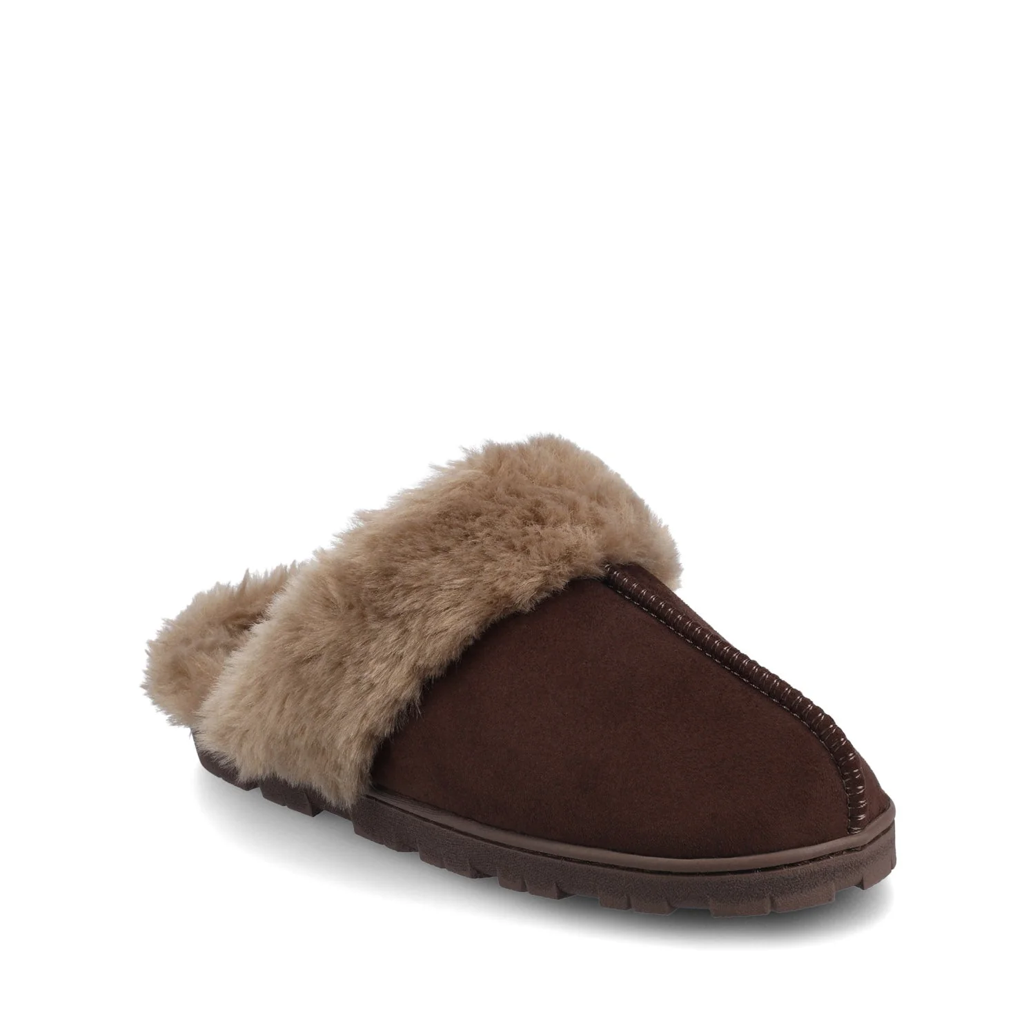 KALLI SLIPPERS IN FAUX SUEDE - Chocolate Faux Suede - Image 2
