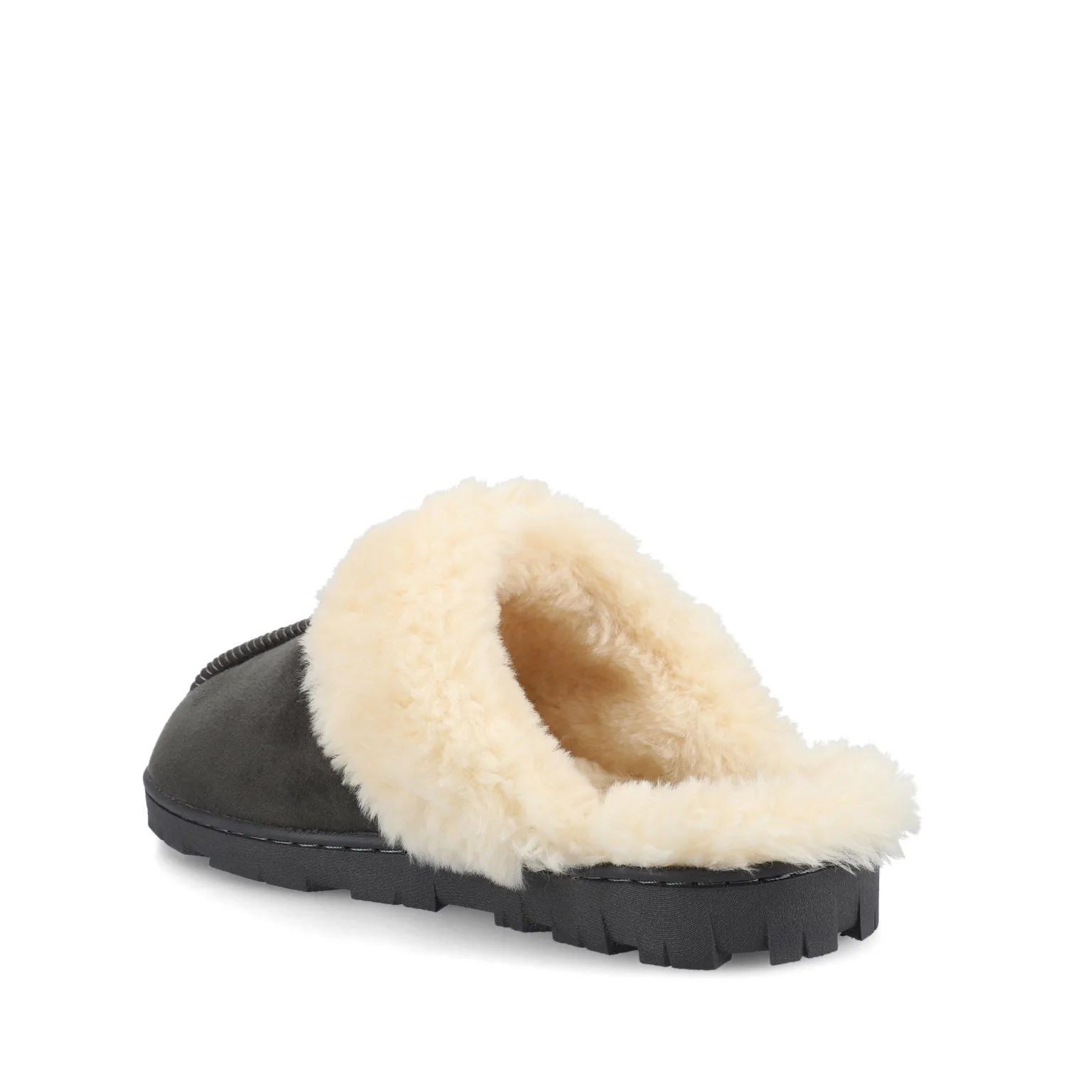 KALLI SLIPPERS IN FAUX SUEDE - Dark Grey Faux Suede - Image 3