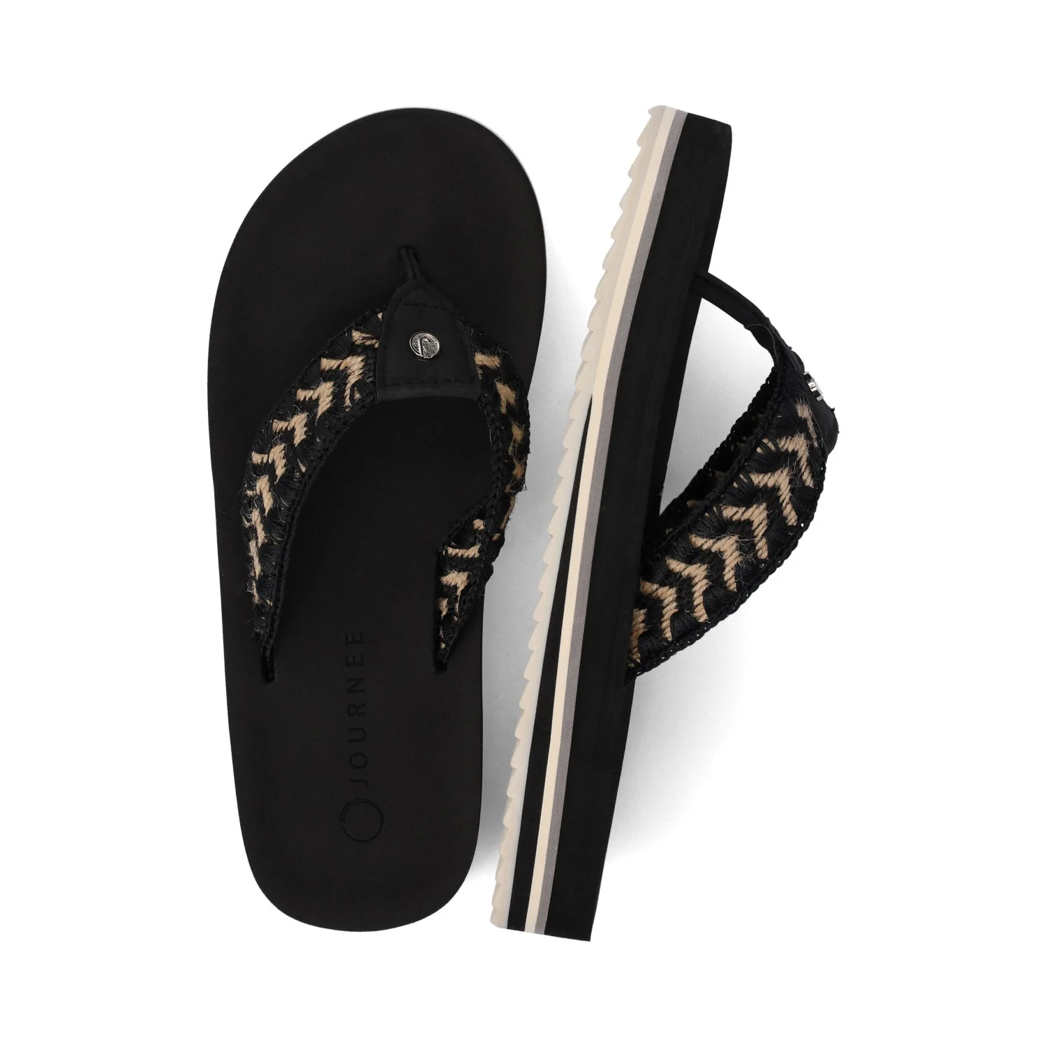 ELODDIE WOVEN STRAP BEACH SANDALS - Black - Image 3