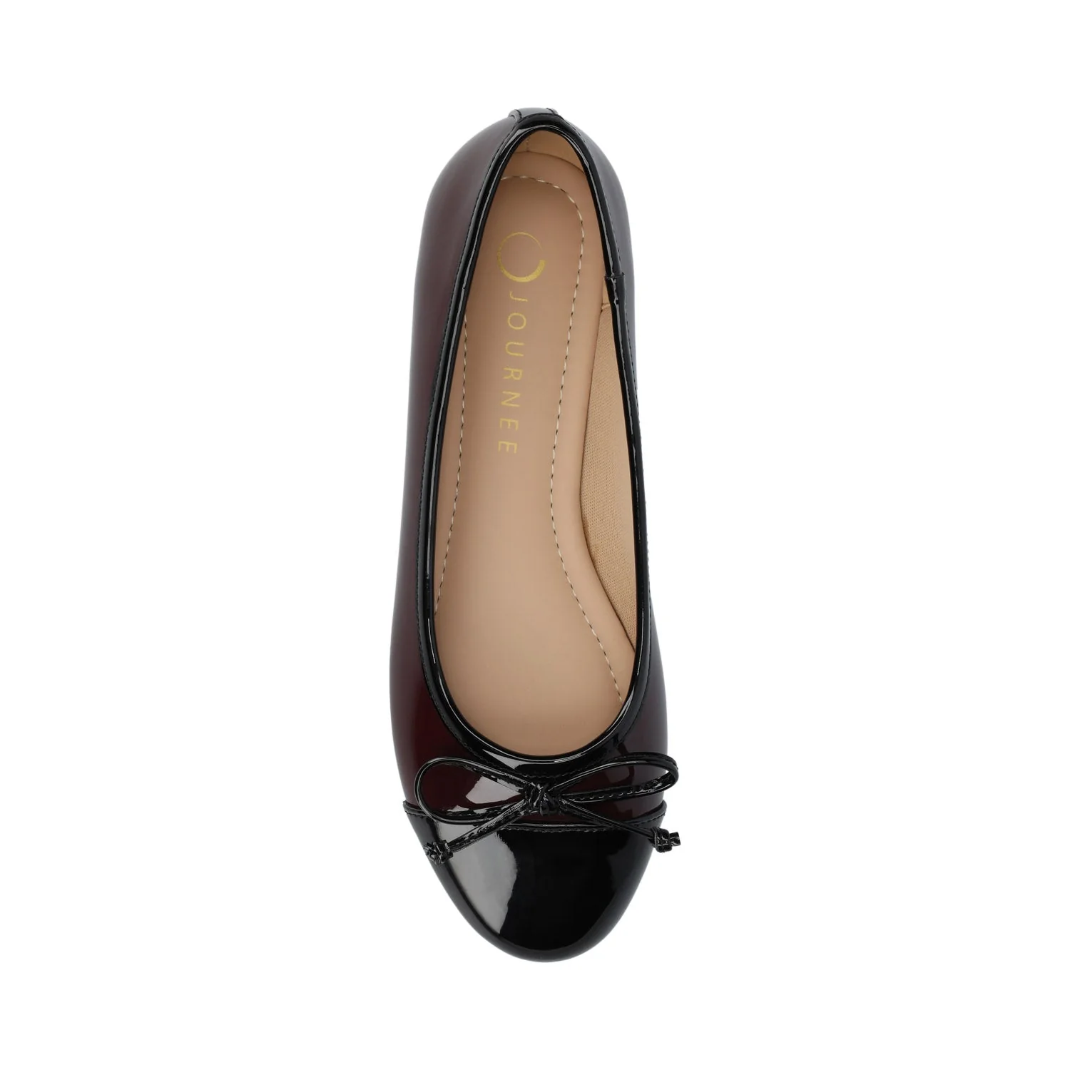 KAIAH CAPTOE BALLET FLATS IN VEGAN LEATHER IN WIDE - Oxblood Patent - Image 4