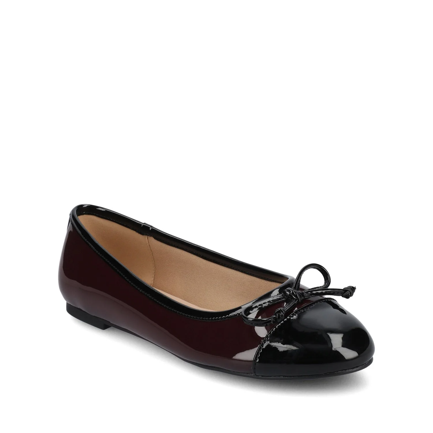 KAIAH CAPTOE BALLET FLATS IN VEGAN LEATHER - Oxblood Patent - Image 3