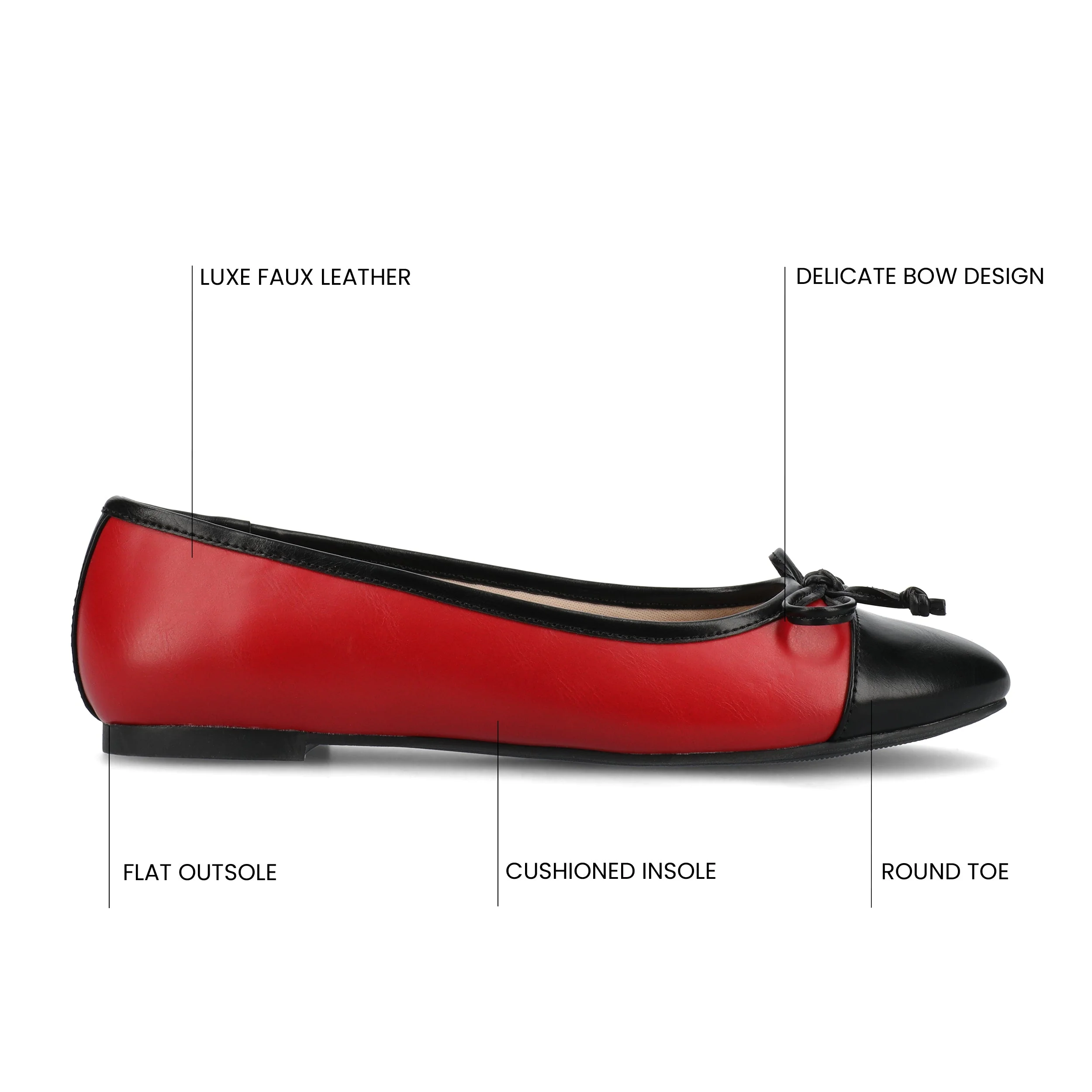 KAIAH CAPTOE BALLET FLATS IN VEGAN LEATHER - Red - Image 6