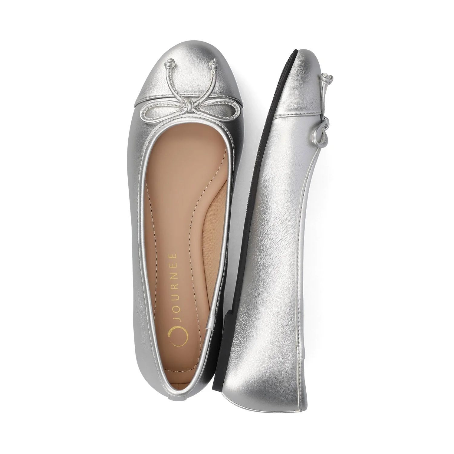 KAIAH CAPTOE BALLET FLATS IN VEGAN LEATHER - Silver - Image 3