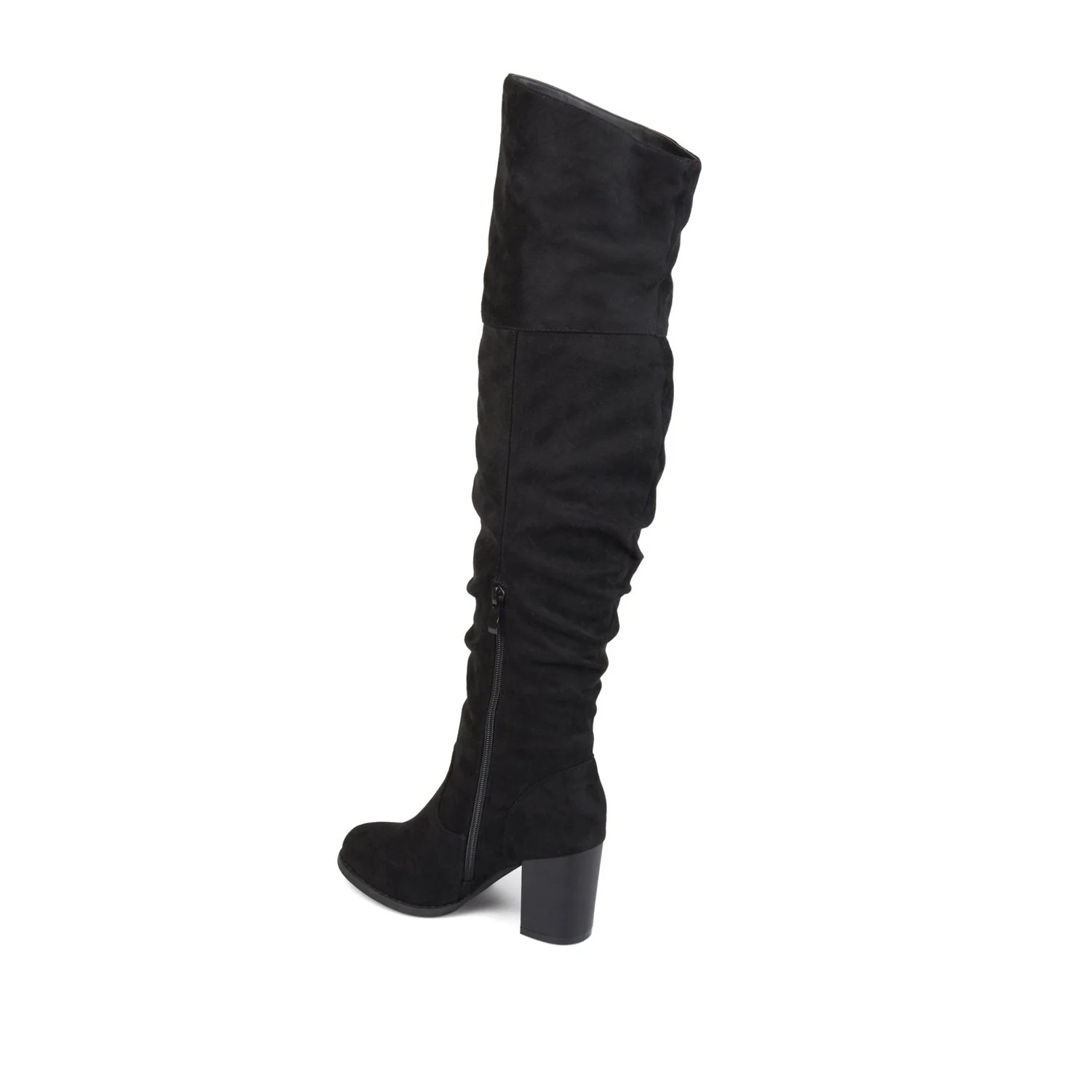 KAISON THIGH HIGH BOOTS IN FAUX SUEDE - Black Faux Suede - Image 4