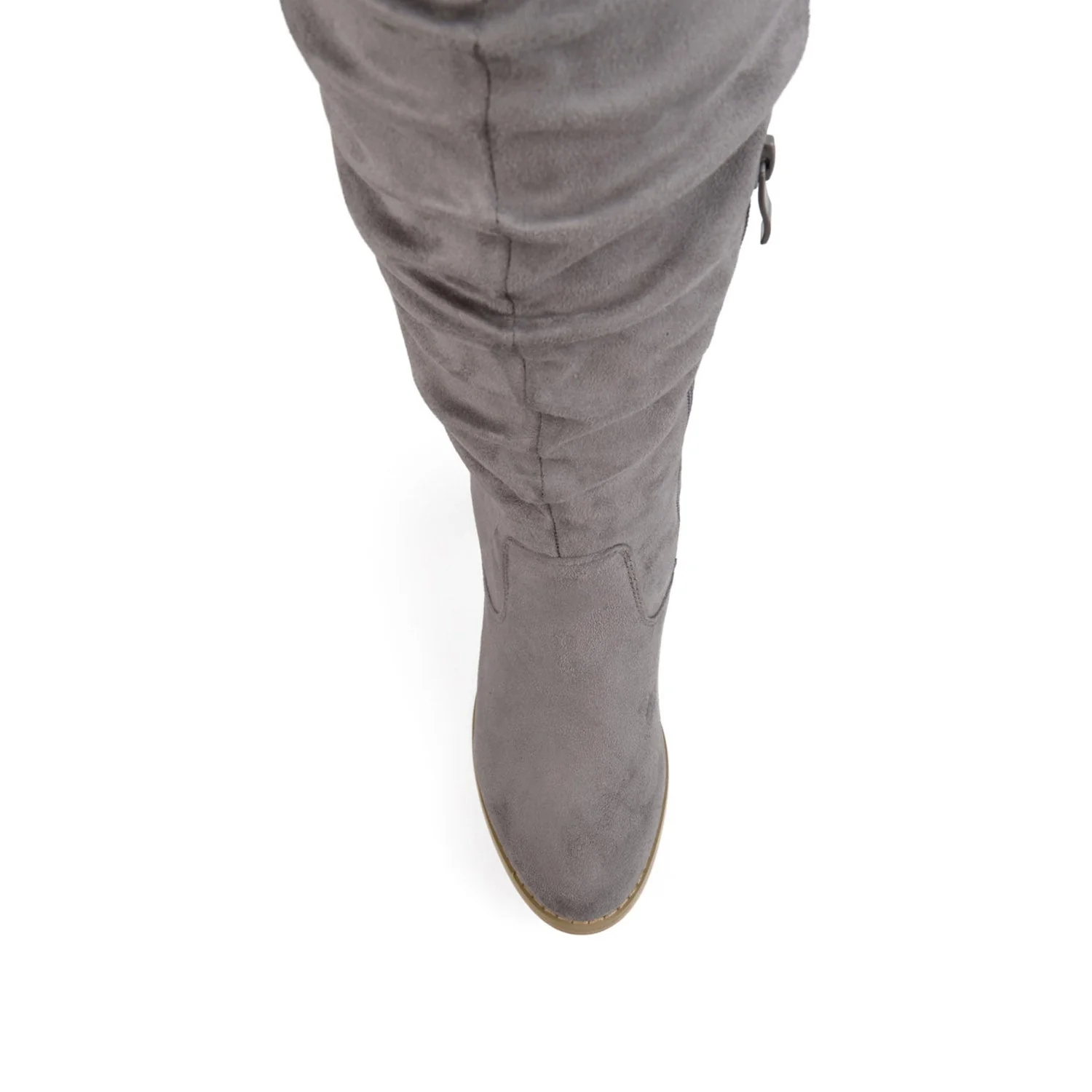 KAISON THIGH HIGH BOOTS IN FAUX SUEDE - Grey Faux Suede - Image 6