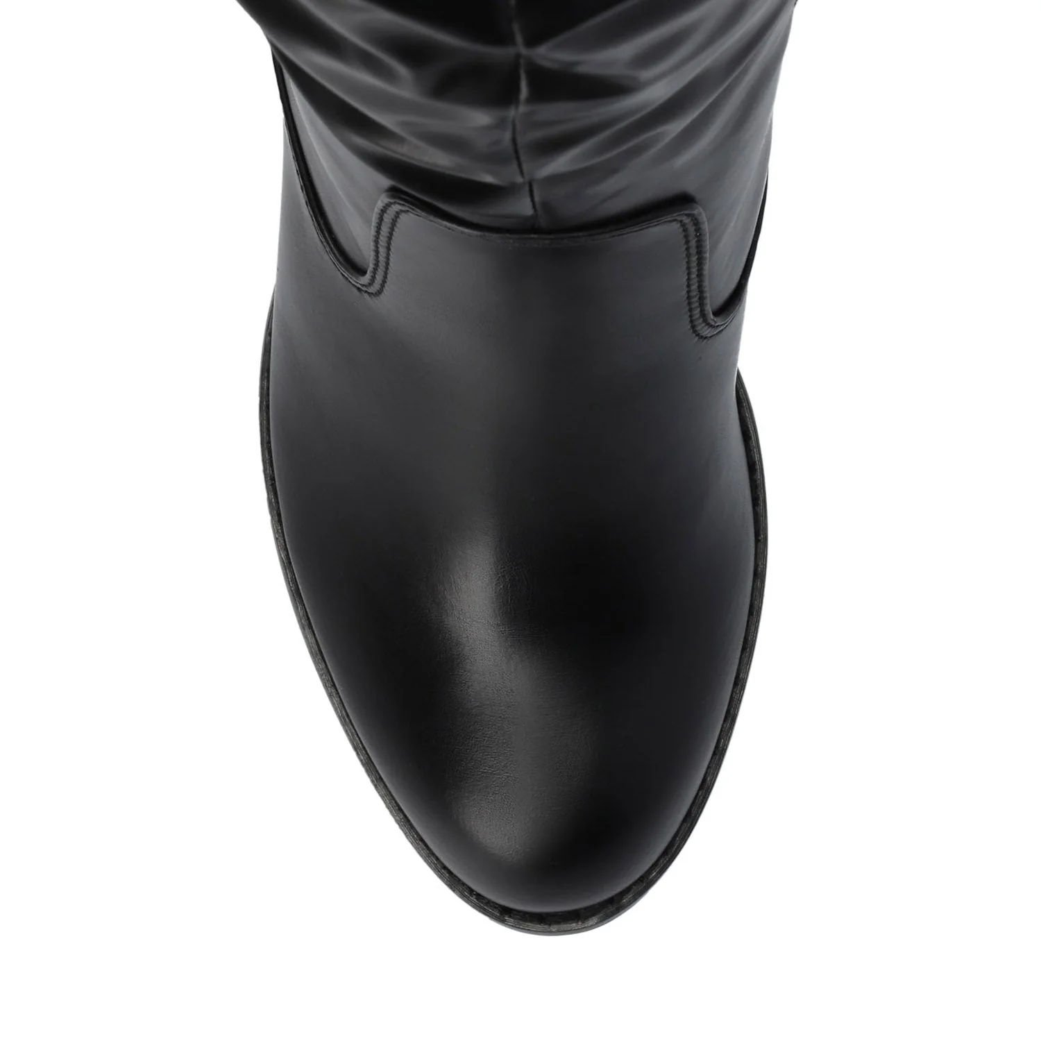 KAISON THIGH HIGH BOOTS IN WIDE CALF - Black PU - Image 4
