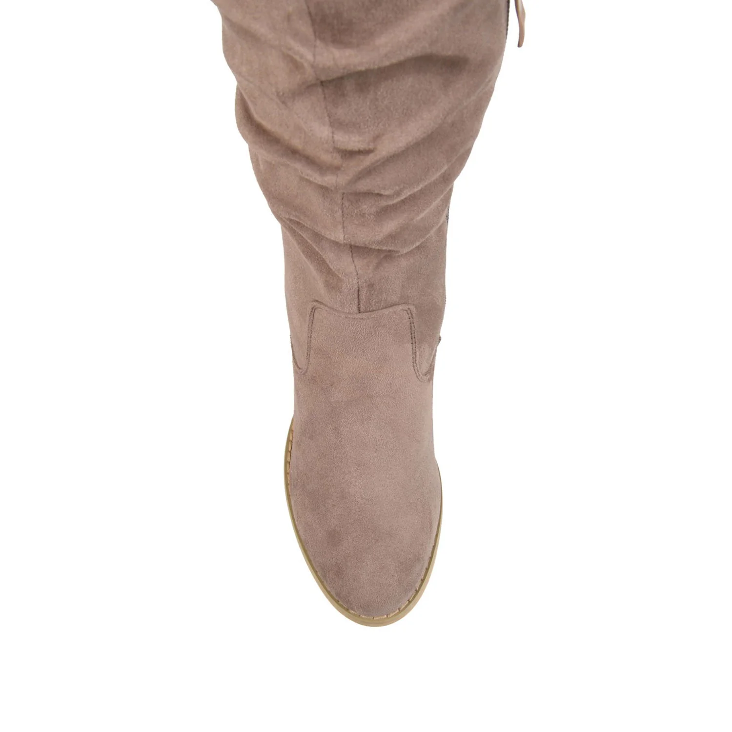 KAISON THIGH HIGH BOOTS IN WIDE CALF - Taupe Suede - Image 3