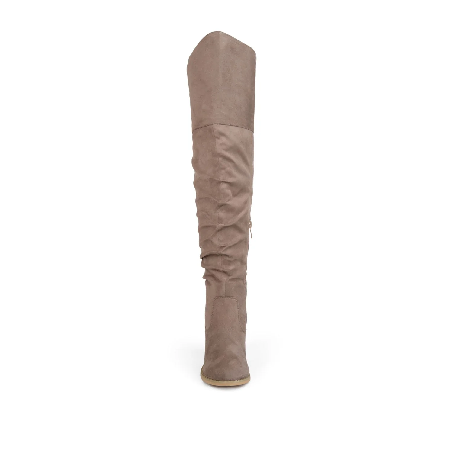KAISON THIGH HIGH BOOTS IN WIDE CALF - Taupe Suede - Image 6