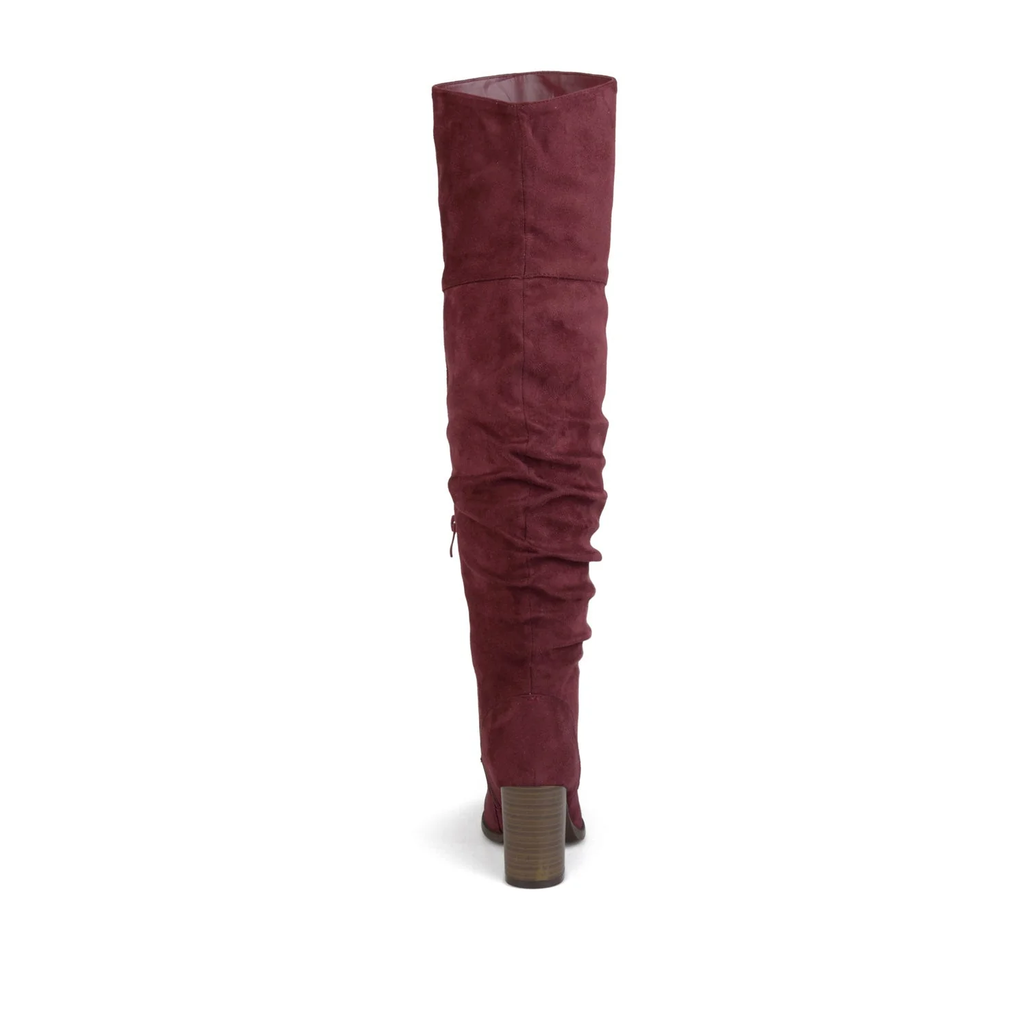 KAISON THIGH HIGH BOOTS IN WIDE CALF - Wine Faux Suede - Image 8