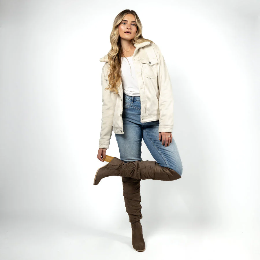 KAISON BOOTS IN WIDE WIDTH & X-WIDE CALF - Stone Faux Suede - Image 10
