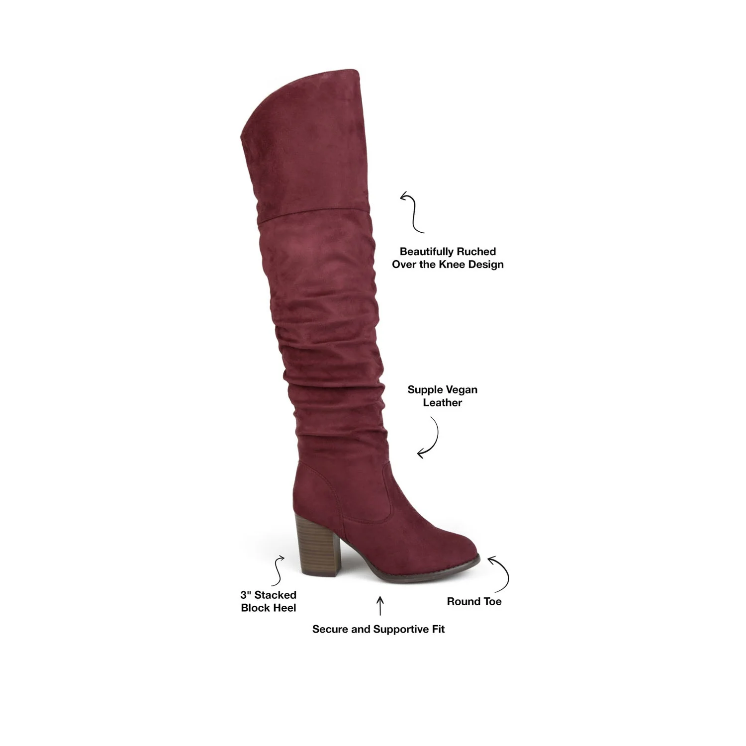 KAISON THIGH HIGH BOOTS IN FAUX SUEDE - Wine Faux Suede - Image 10