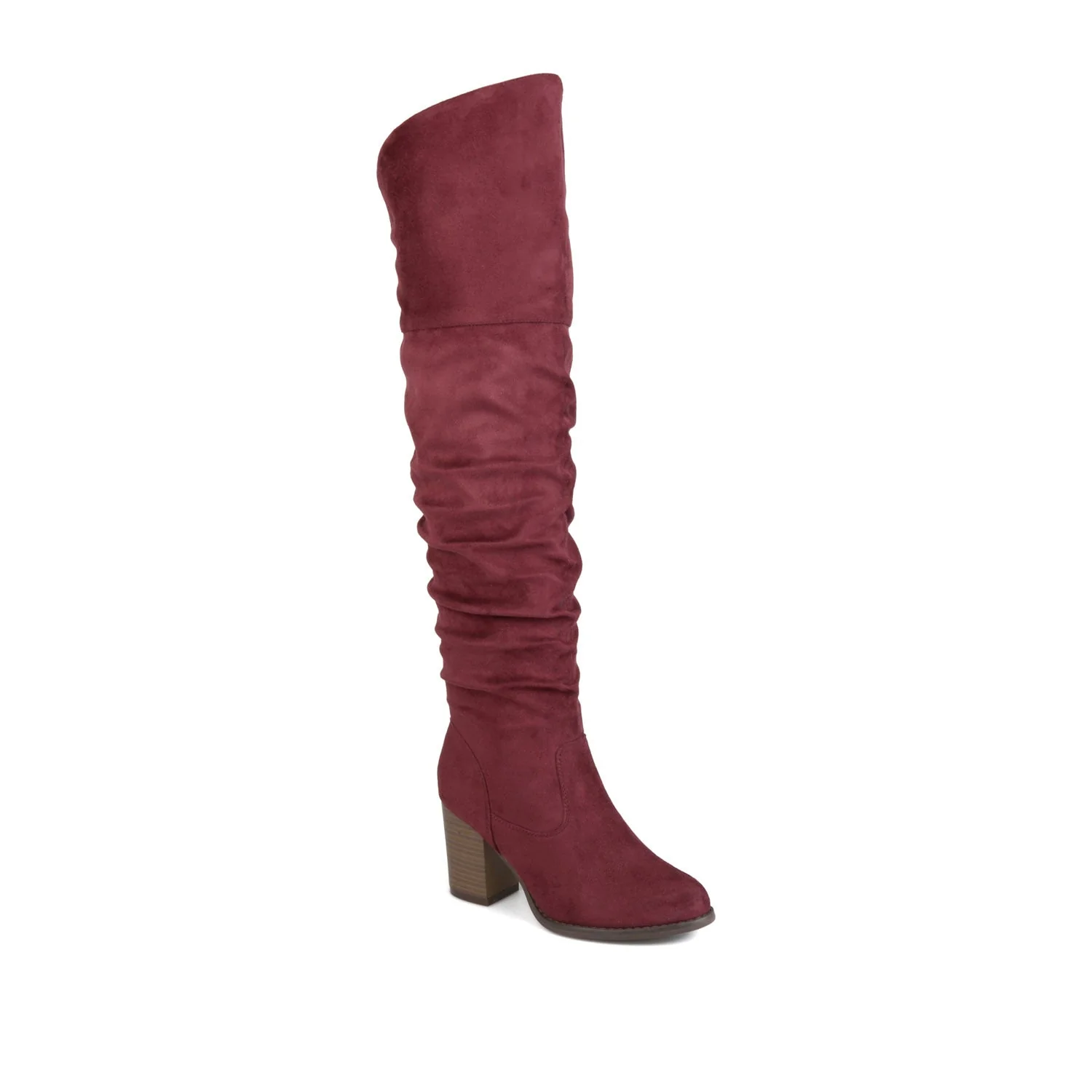 KAISON THIGH HIGH BOOTS IN FAUX SUEDE - Wine Faux Suede - Image 3