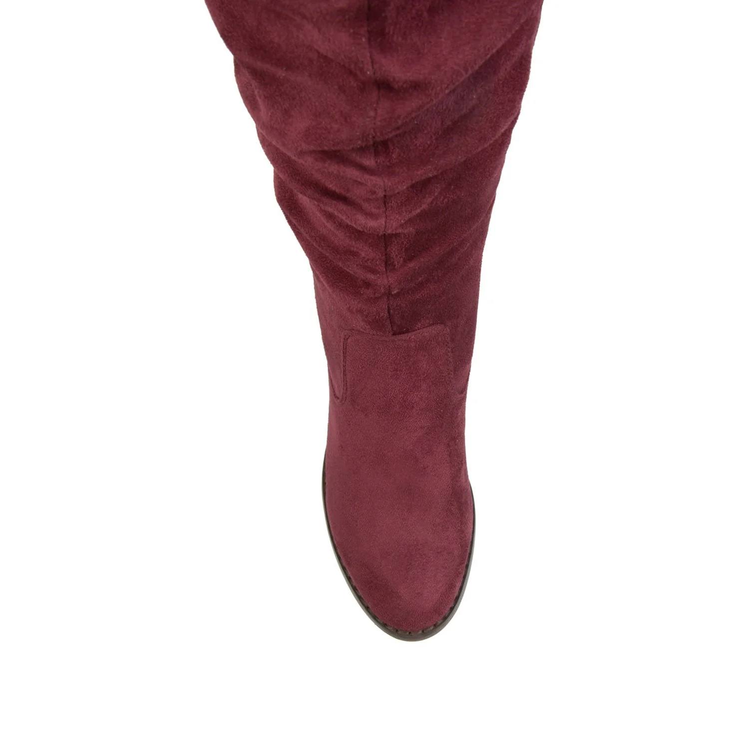 KAISON THIGH HIGH BOOTS IN FAUX SUEDE - Wine Faux Suede - Image 7