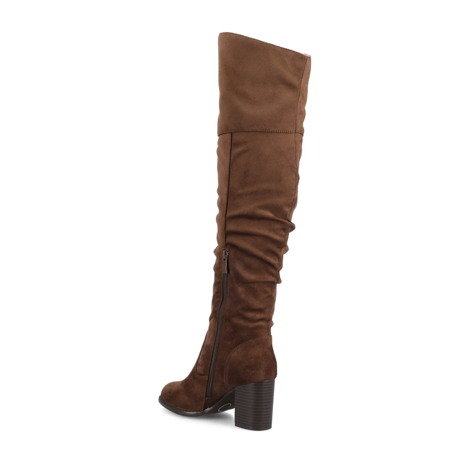 KAISON THIGH HIGH BOOTS IN X-WIDE CALF - Chocolate Suede - Image 3