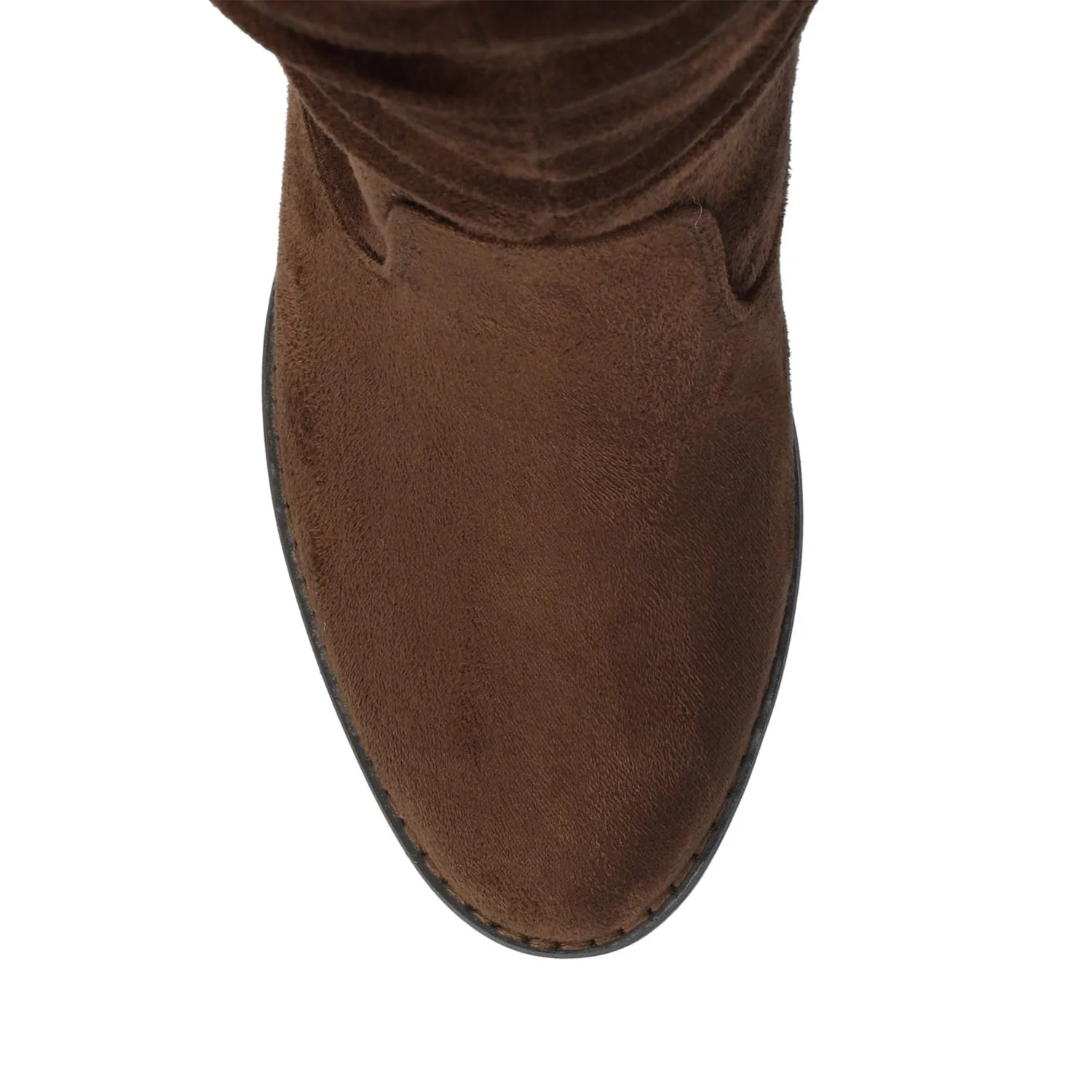 KAISON THIGH HIGH BOOTS IN X-WIDE CALF - Chocolate Suede - Image 4