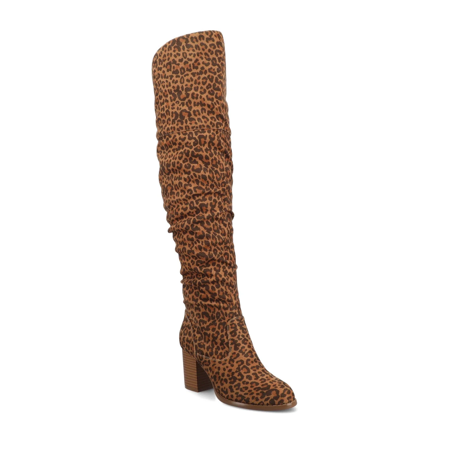 KAISON THIGH HIGH BOOTS IN X-WIDE CALF - Leopard Faux Suede - Image 2