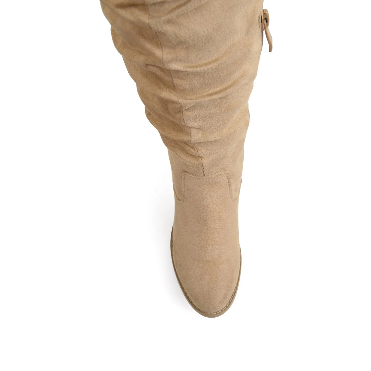 KAISON THIGH HIGH BOOTS IN X-WIDE CALF - Stone Faux Suede - Image 5