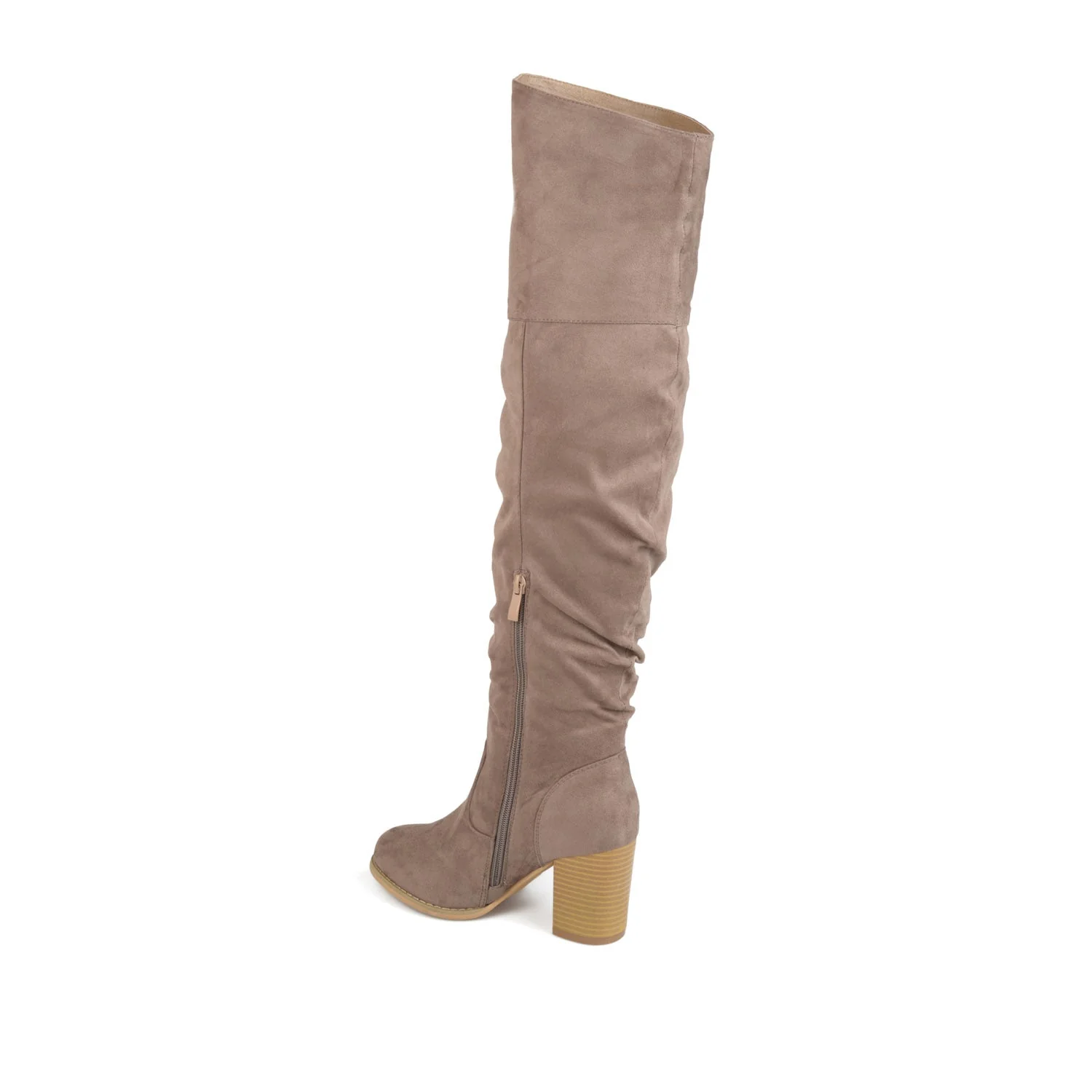 KAISON THIGH HIGH BOOTS IN X-WIDE CALF - Taupe Suede - Image 4