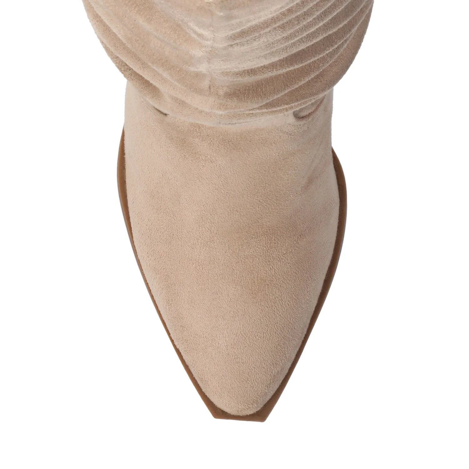 KALEAH KNEE HIGH SLOUCHY BOOT IN WIDE CALF - Taupe - Image 4