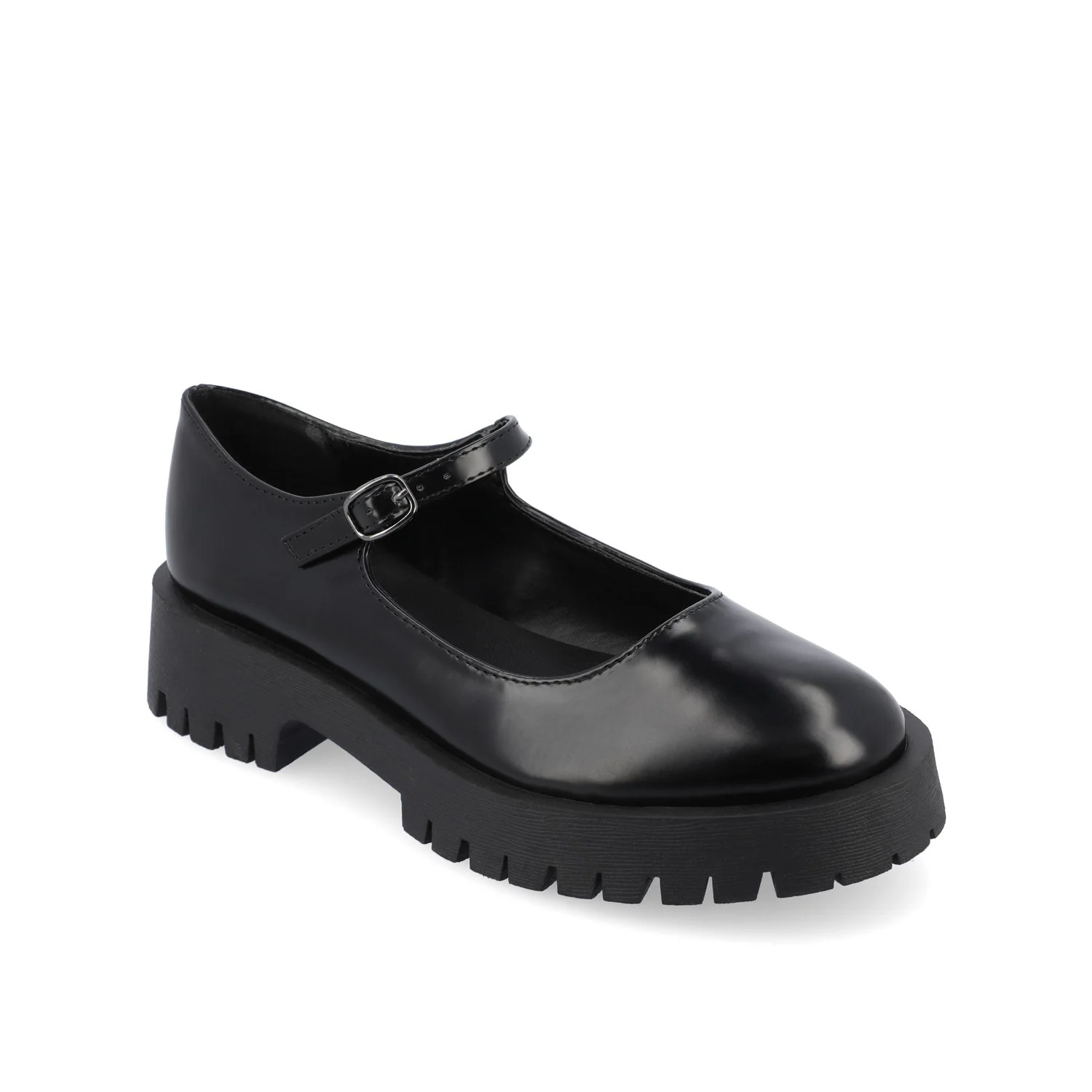 KAMIE LUG SOLE MARY JANE FLATS - Black PU - Image 3