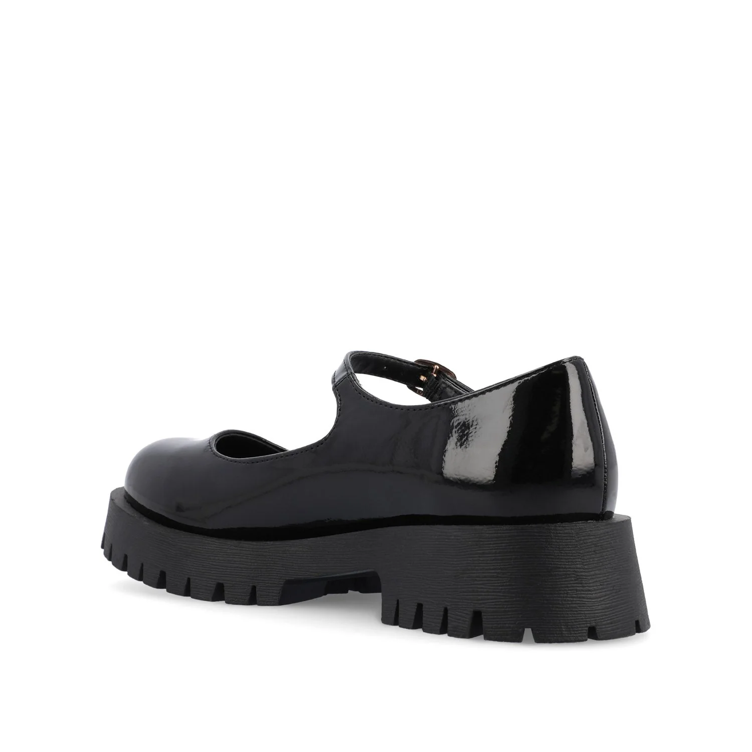 KAMIE LUG SOLE MARY JANE FLATS IN WIDE - Black Patent - Image 4
